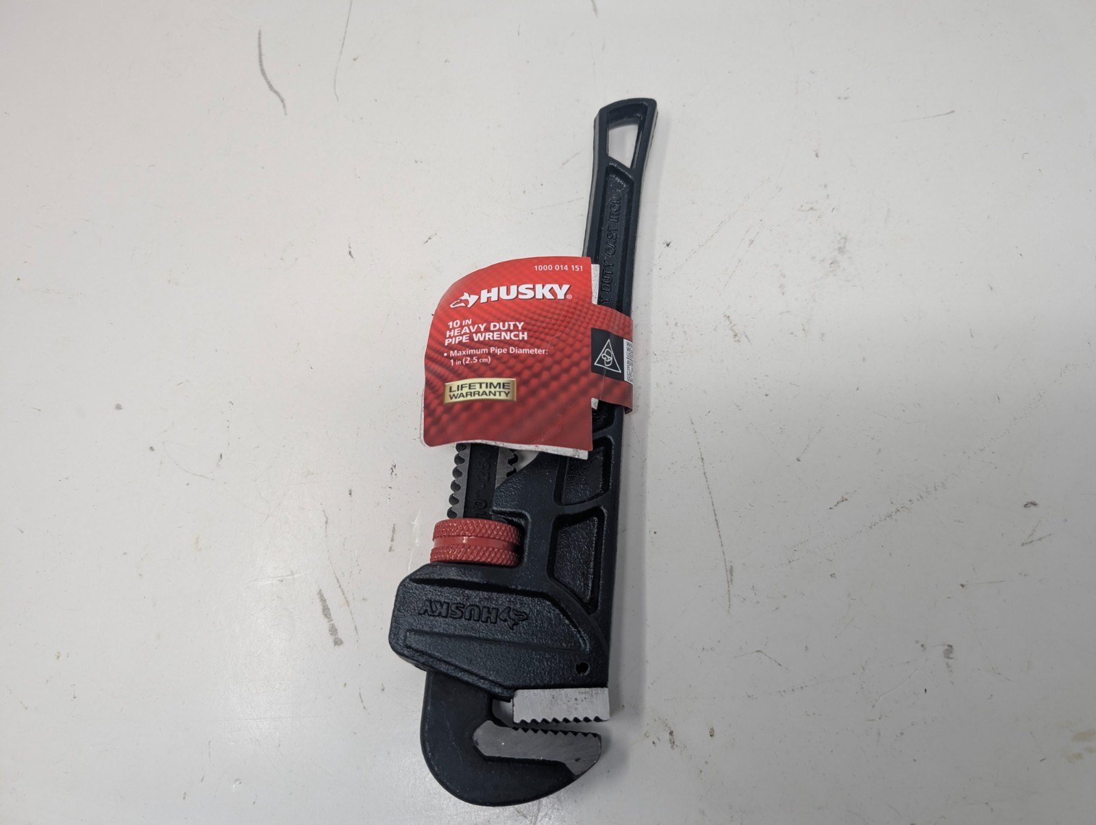 Husky 10 in. Heavy Duty Cast Iron Pipe Wrench with 1 in. Jaw Capacity (107)