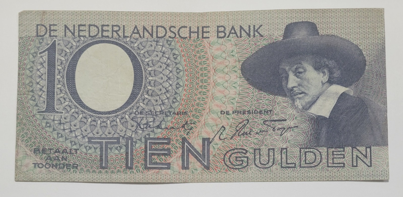 Netherlands , 10 gulden 1943.  Used but scarce banknote.