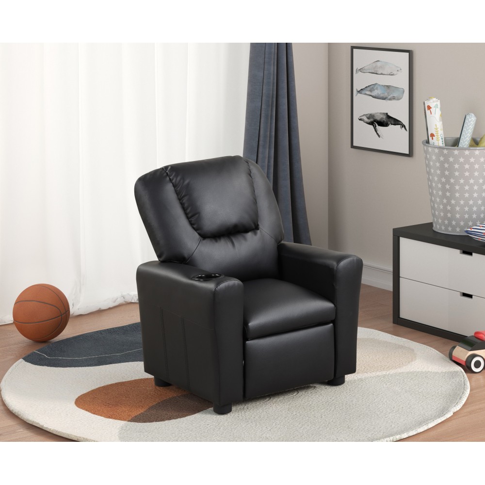 Marisa 23" Yellow PU Leather Kids Recliner Chair with Cupholder DJYC