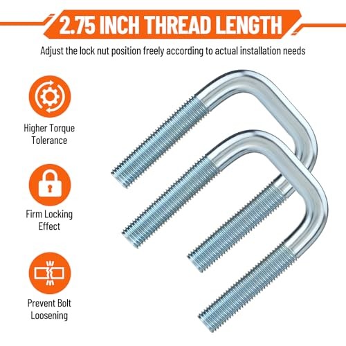 4 Pack Square U Bolt for 2 Inch Wide Leaf For 2" Wide Leaf Spring-4 Pack