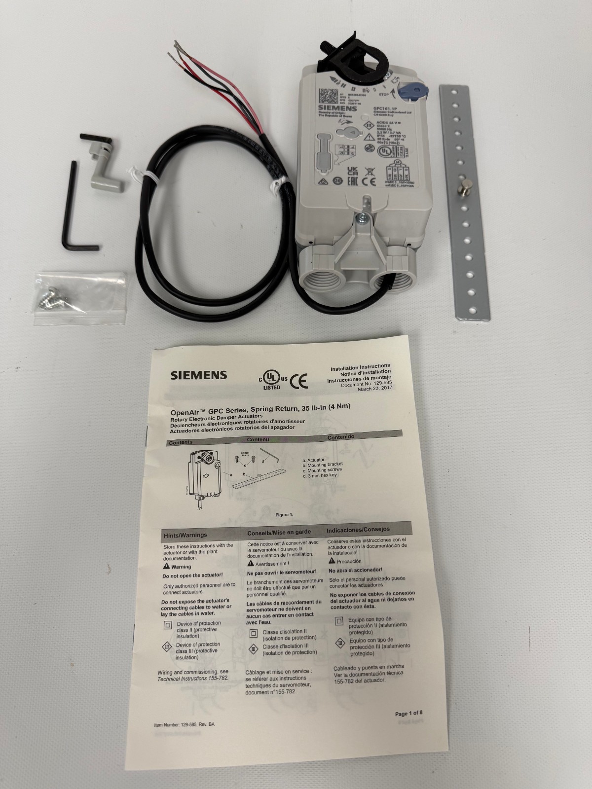 SIEMENS GPC161.1P DAMPER ACTUATOR 24V 35 LB-IN SR ROTARY  NEW OPEN BOX