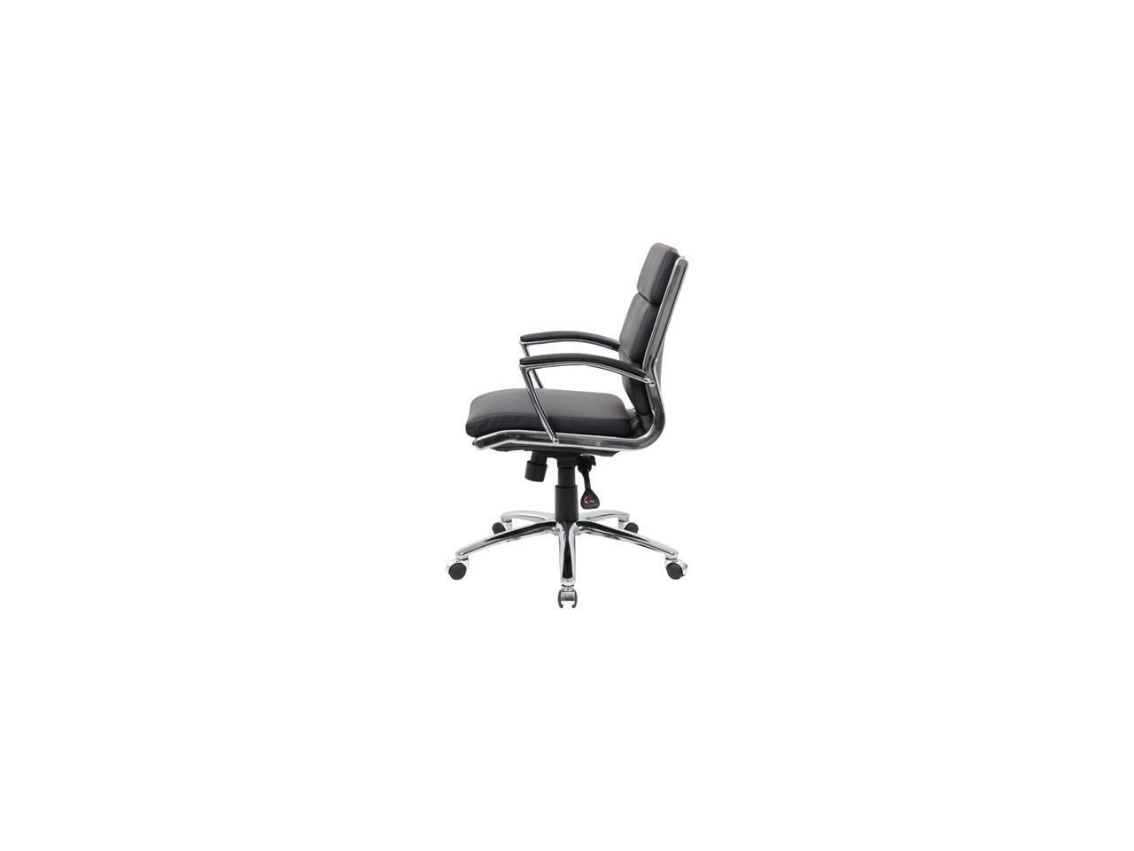 Norstar B9476-BK Black Executive Mid Back - Padded Chrome Arm, Chrome Base