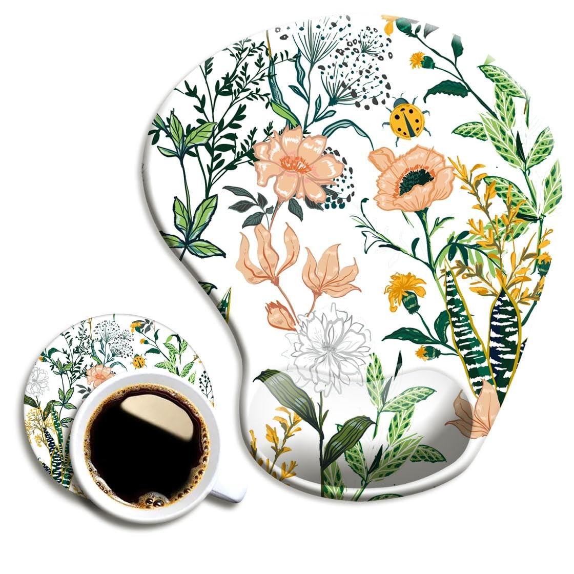 Ergonomic Mouse Pad with Wrist Support, Cute 9.4 x 8.3 Inches, Creamy White