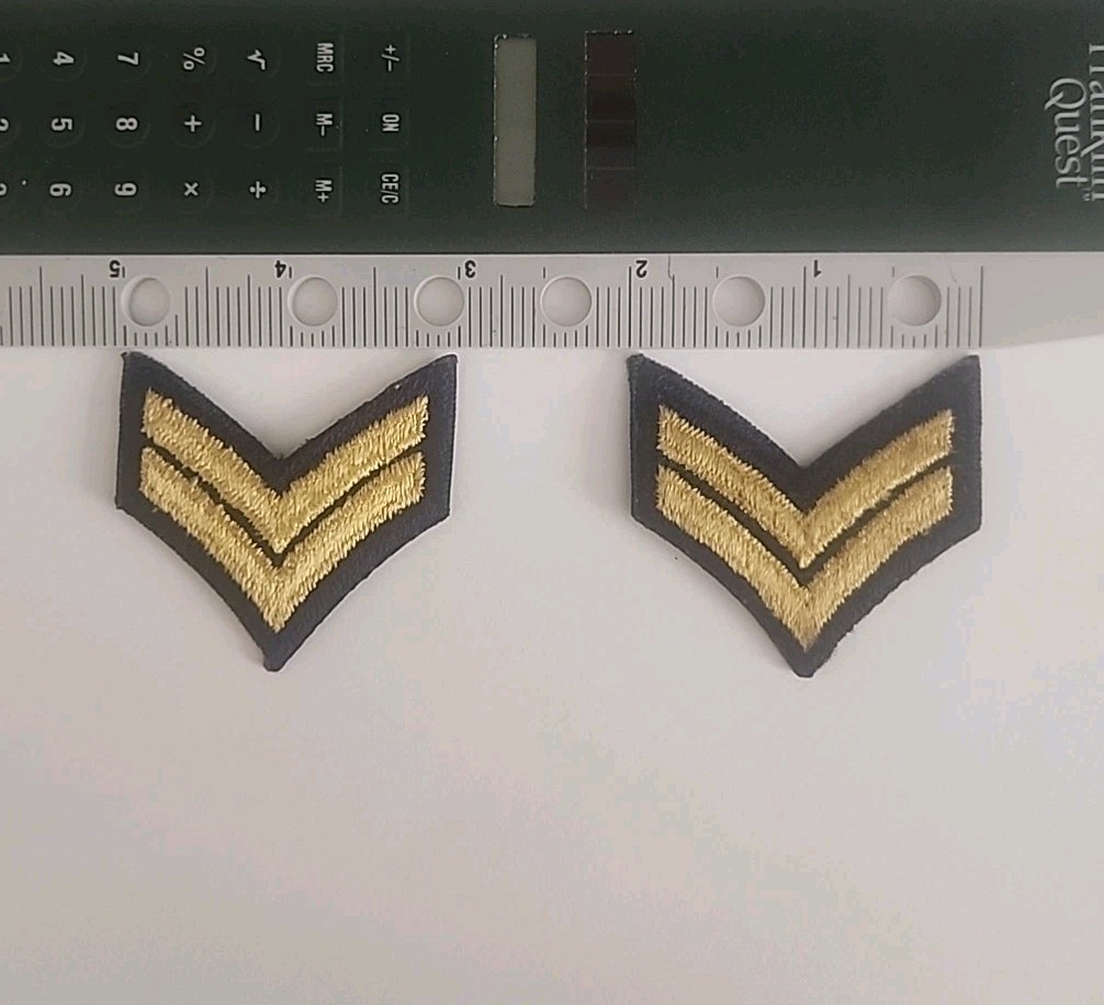 Rjkstamps U.S. Military Army Corporal Rank Patch Chevron Insignia 2” Black/ Gold