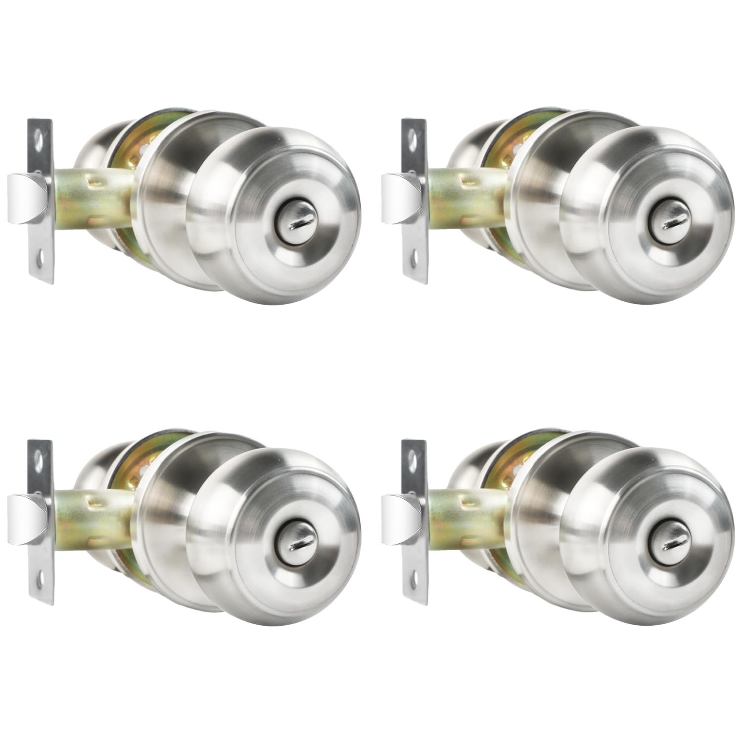 RAZCC Privacy Door Knobs, 4 Pack Satin Nickel Knobs 4 Pack,