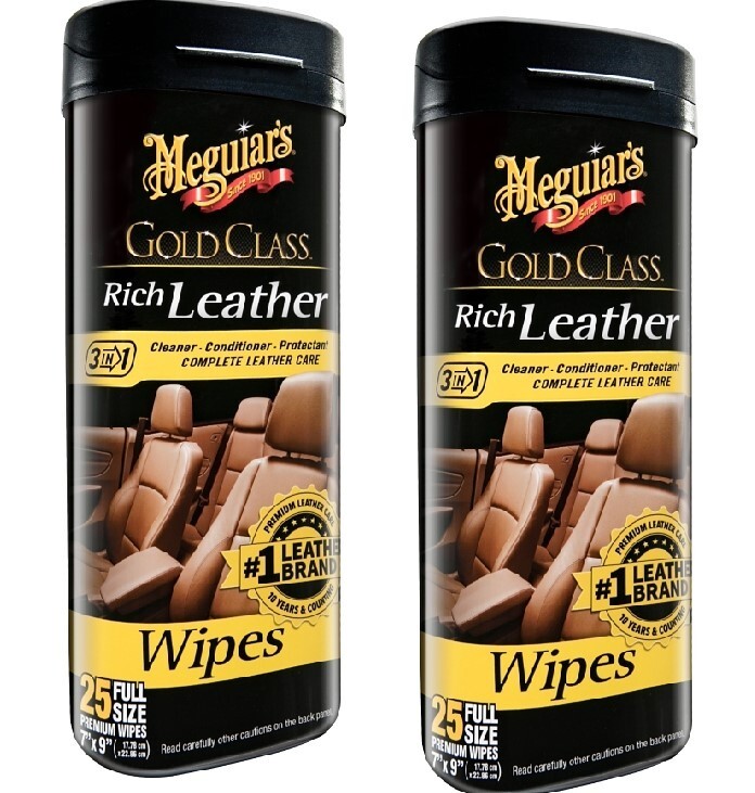 MEGUIAR'S G10900 Leather Wipes, Sweet Herbal, 25 Wipes (2-pack)