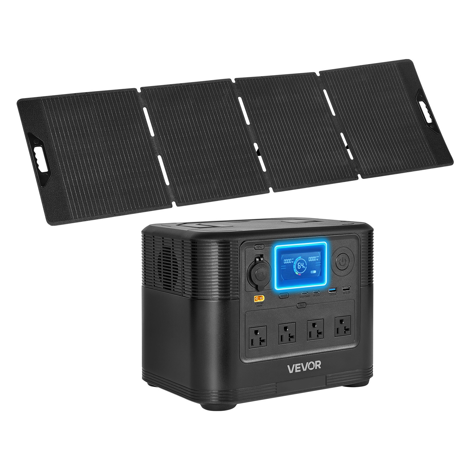 VEVOR Portable Power Station 1800W 1008Wh Solar Generator with 200W Solar Panel