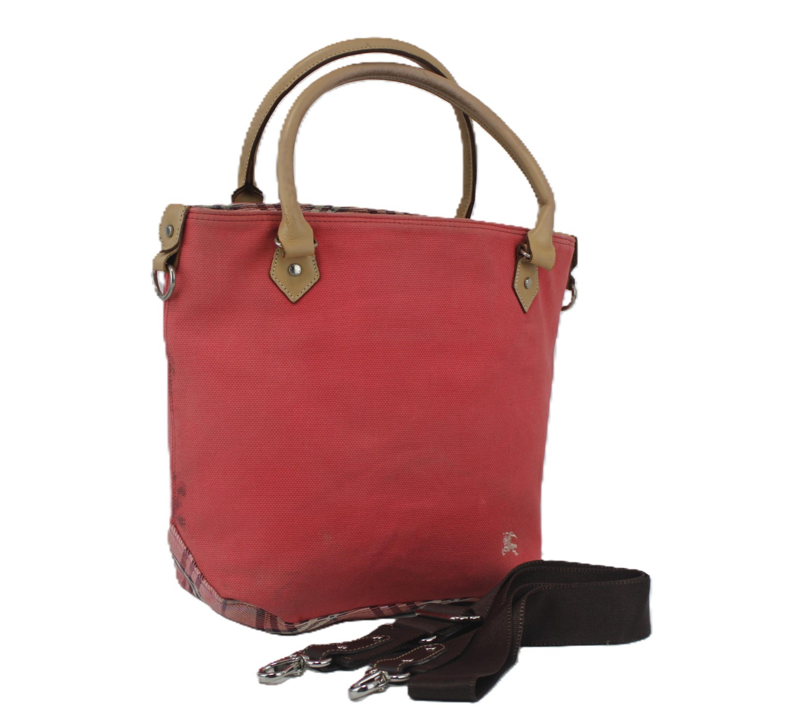 BURBERRY BLUE LABEL Pink Canvas Leather Crosssbody Bag Shoulder Bag Used JAPAN