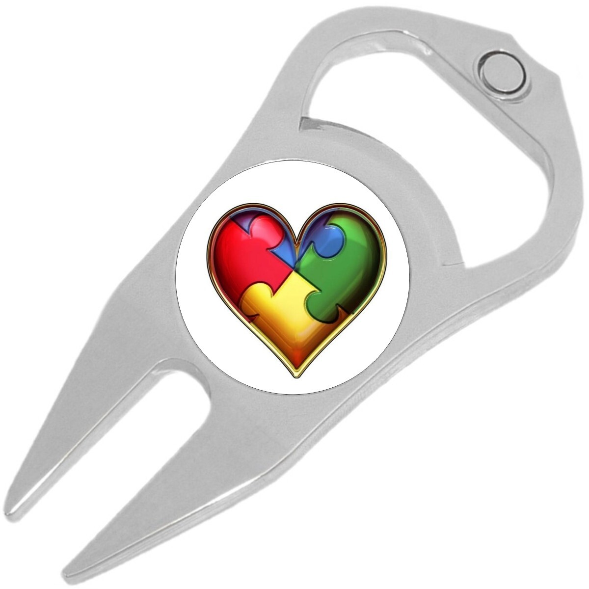 Autism Heart Puzzle Golf Ball Marker Divot Repair Tool Bottle Opener