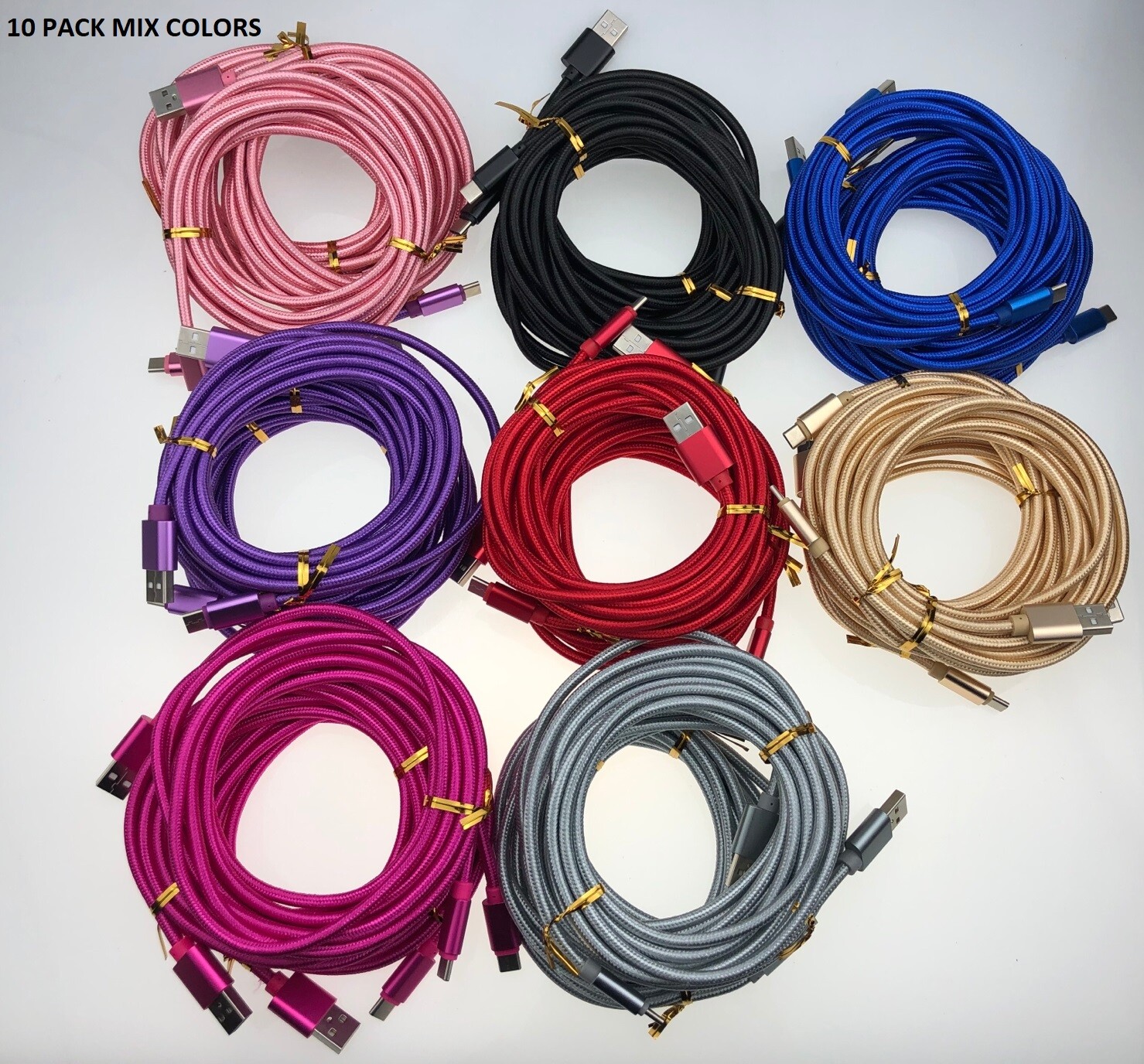 10 x 10ft  USB-C Type C Cable Fast Charging Cord for Galaxy S8 9 Note 8 S10 10e