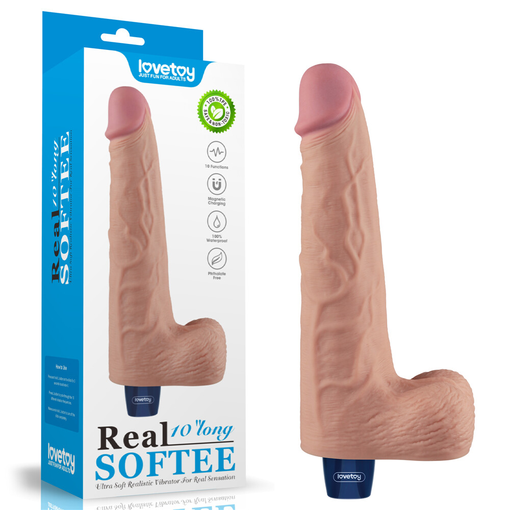 10 inch Real Soft Skin Rechargeable Vibrating Dildo 10 Speed Sex Toy for Women