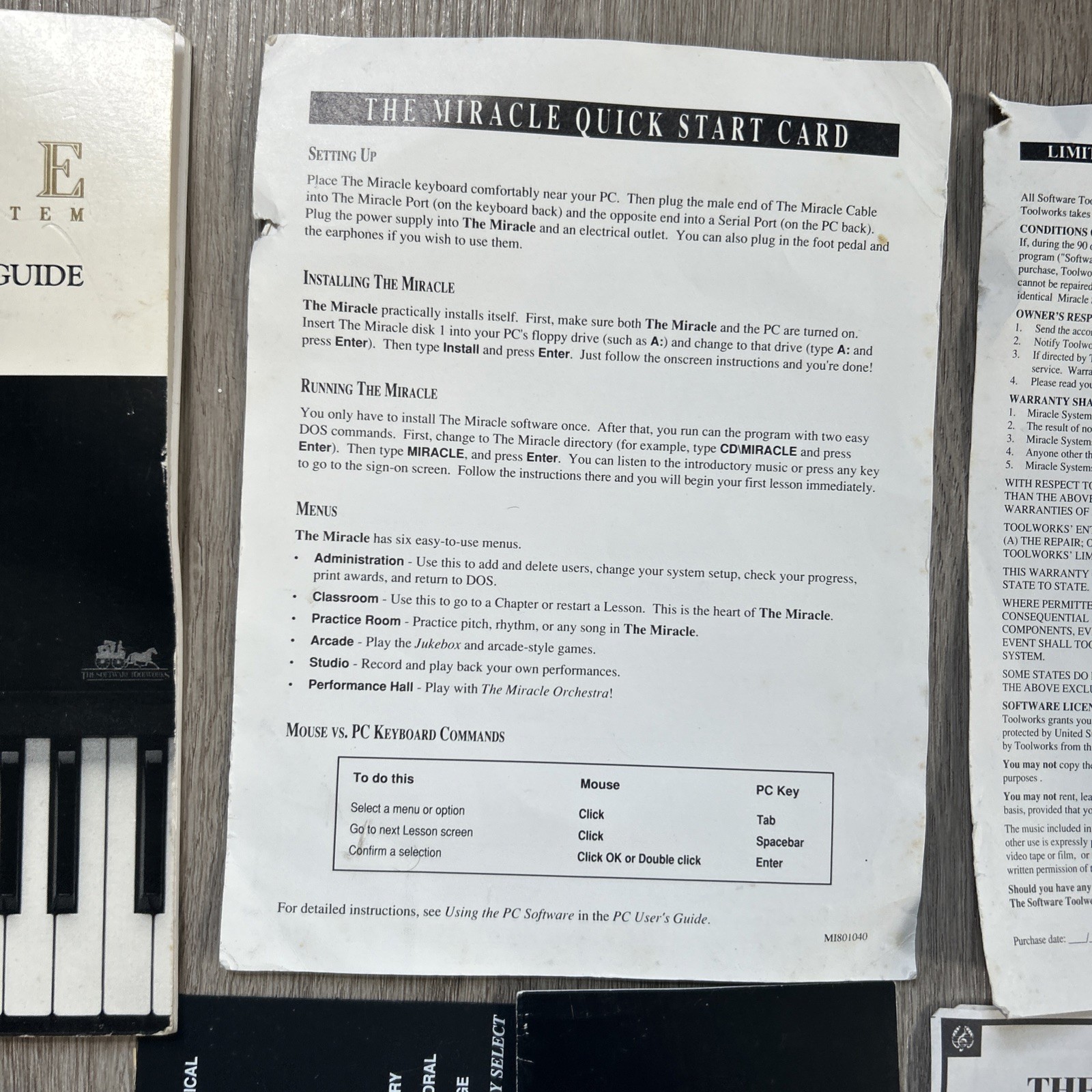 Miracle Piano Teaching System PC Floppy Disc w/ User Guide Manuals Software