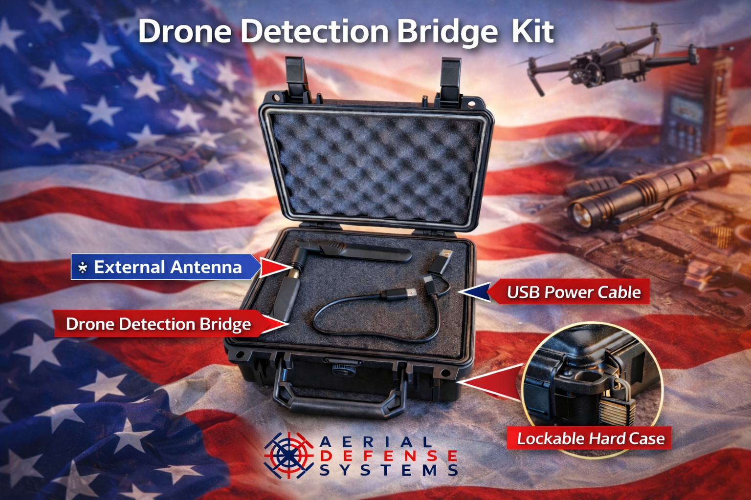 Drone Detection Bridge Kit – Handheld Drone & Pilot Tracking Device with Antenna