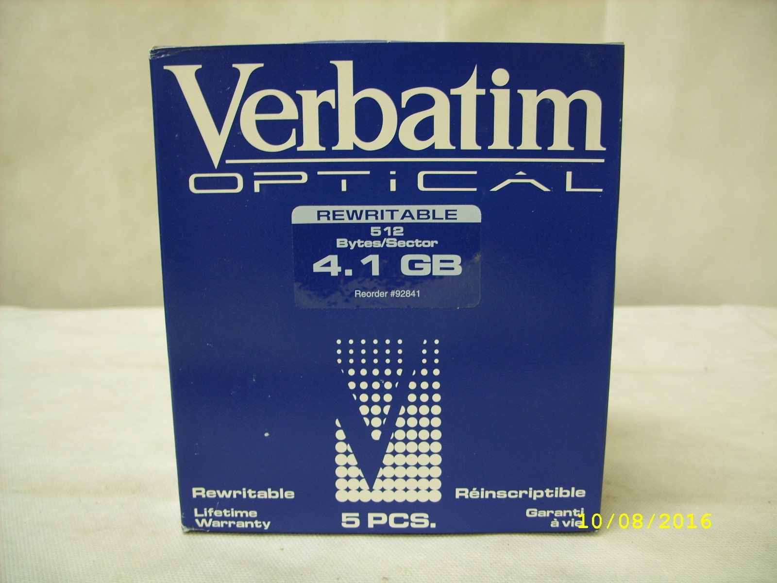 Verbatim Rewritable Optical Disk - # 92841 - 4.1GB - 5.25" - 512 Bytes - 5 PACK