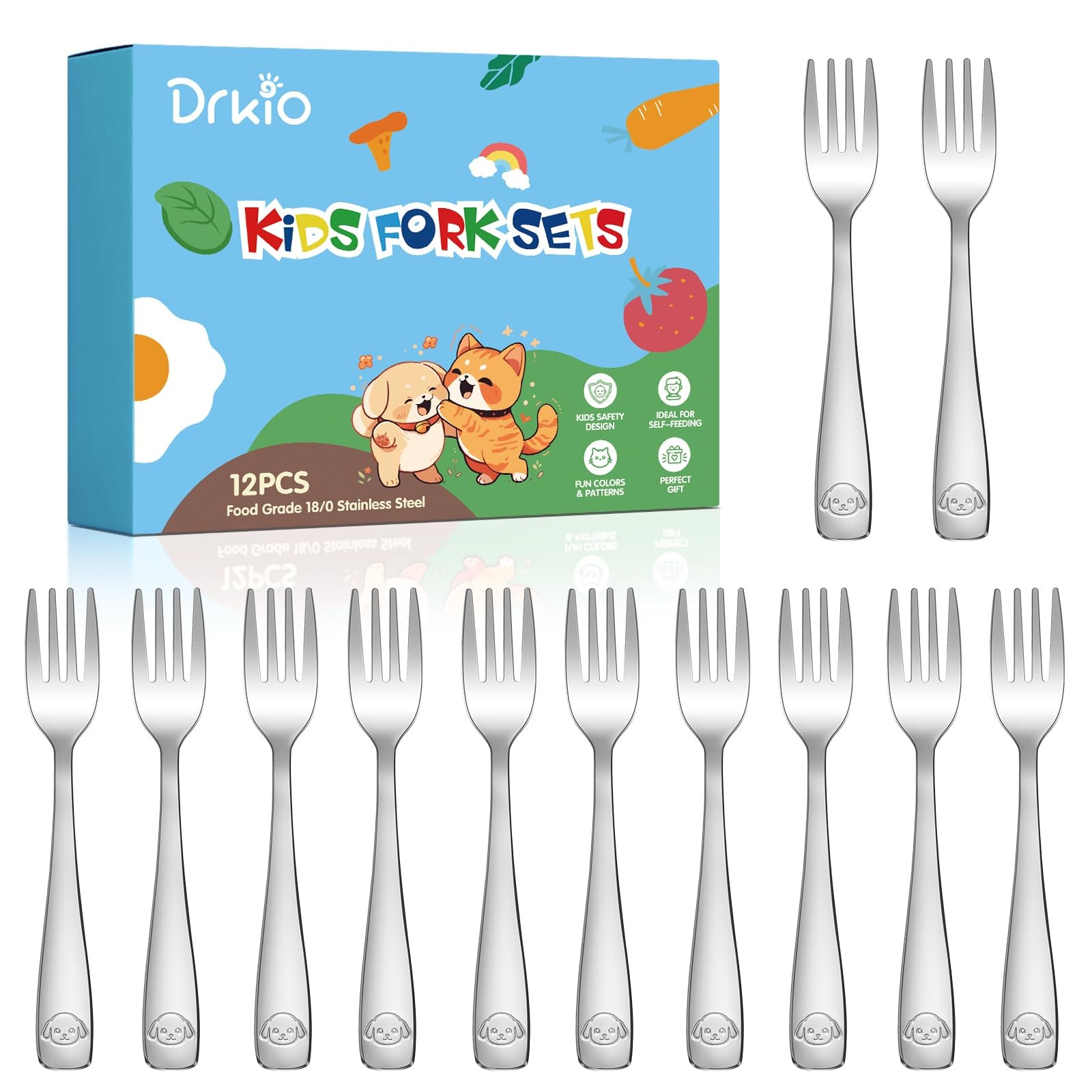 Stainless Steel Toddler Forks Set - 12 Pieces Kids Forks Set Children