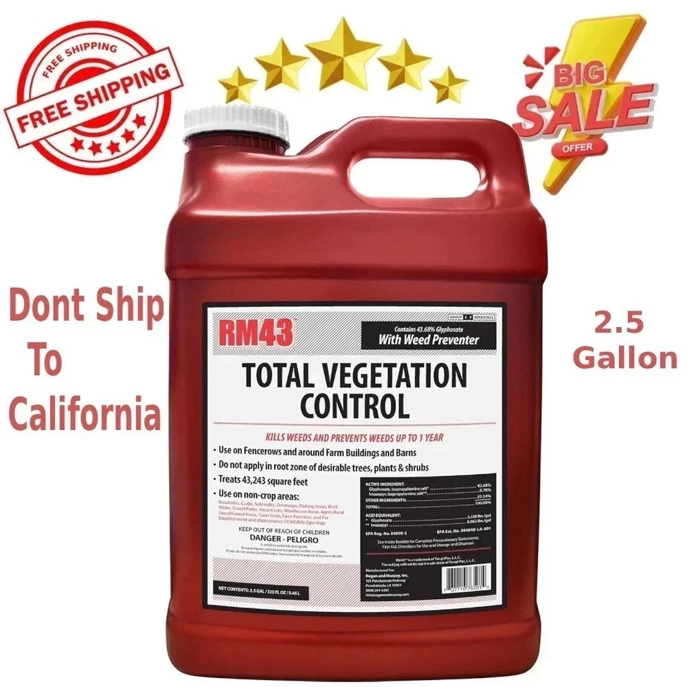 RM43 Weed Killer 43% Glyphosate Total Vegetation Control Herbicide 2.5 Gallon
