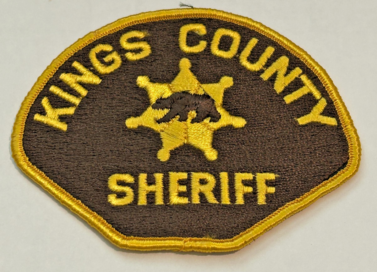 Vintage Kings County California Sheriff Dark Brown Background Patch Unused