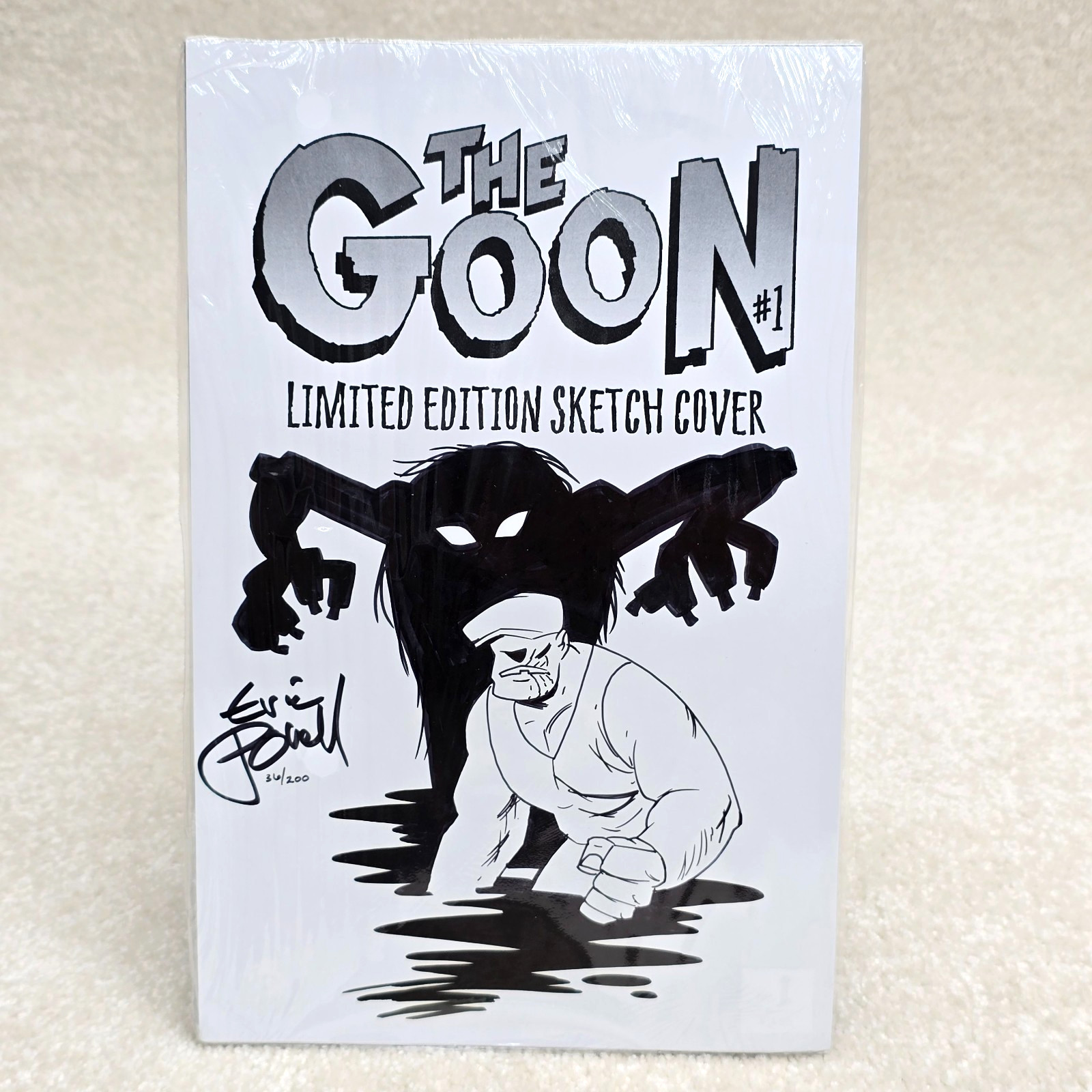 The Goon 1 Signed Eric Powell Sketch Cover Limited /200 2002 Rare Comic Sealed