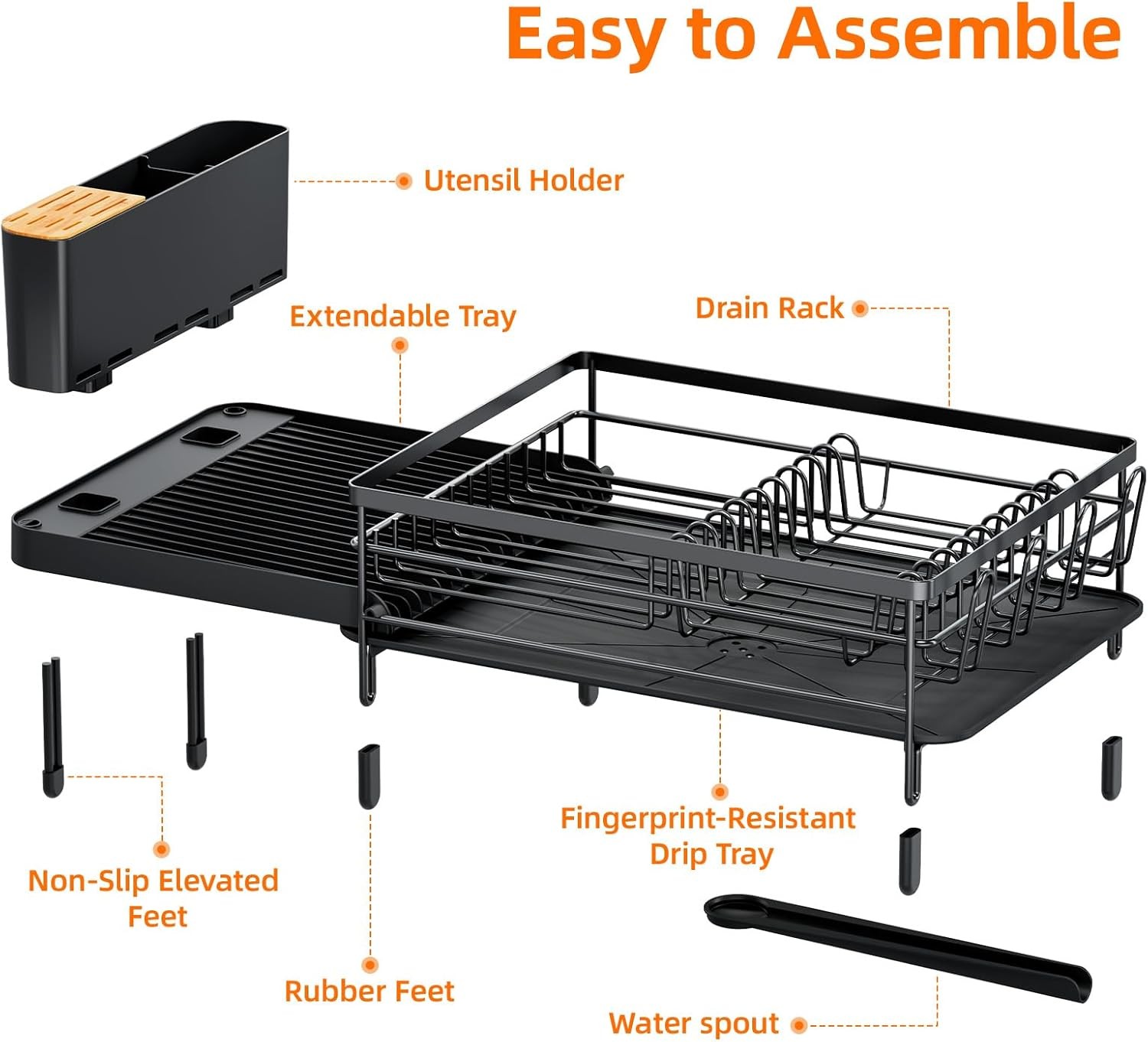 Large Dish Drying Rack Expandable Dish Racks Kitchen Counter Multifunctional