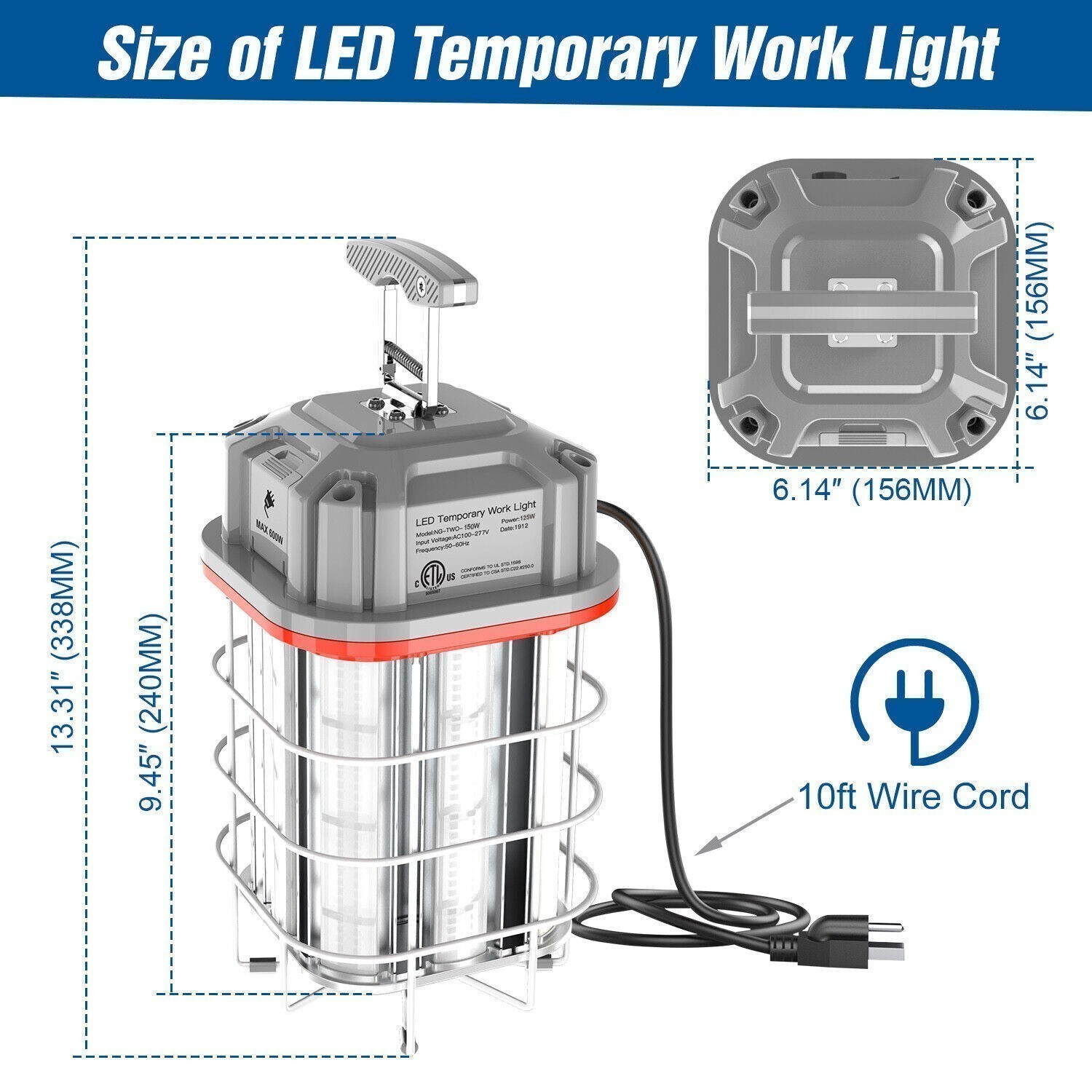 150W LED Temporary Construction Work Light Tunel Job Site Workshop Garage Light