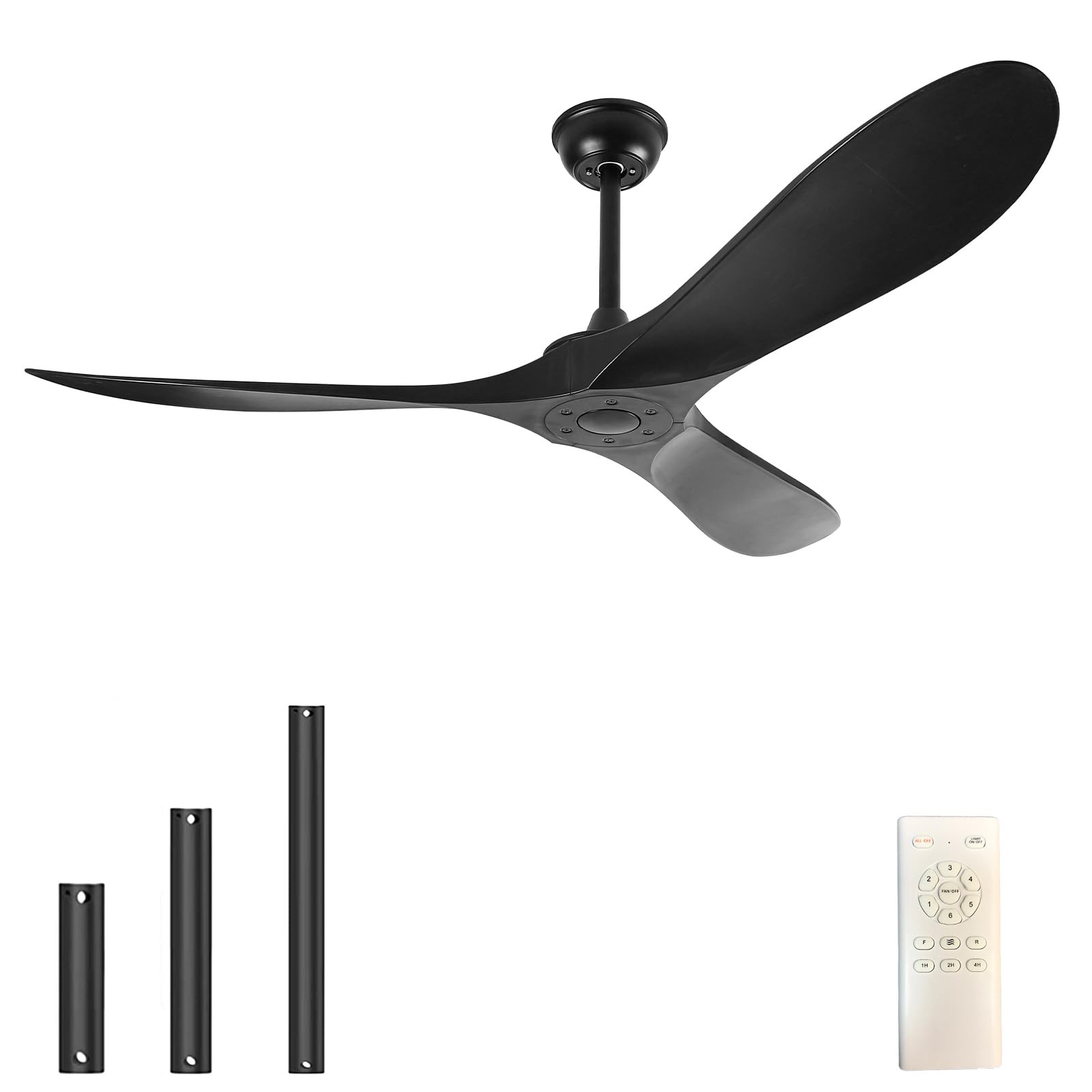 52'' Ceiling Fan No Light with Remote Control,Outdoor Ceiling Fan with DC Rev...