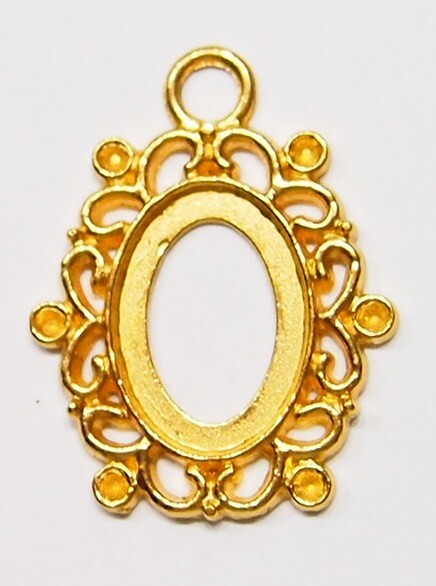 15 of 18x13mm Shiny Gold Victorian Round Oval Loops Pendant Settings 34x26mm