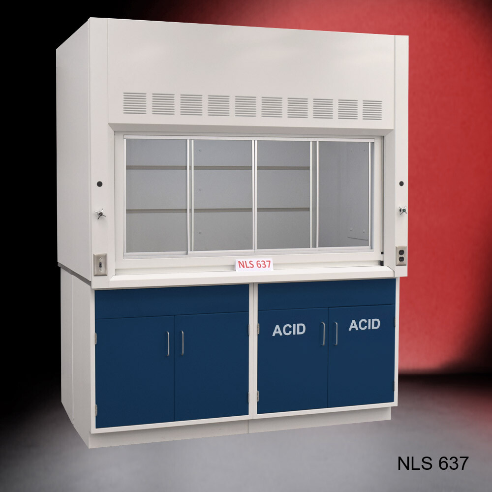 Fisher American 6' x 4' Fume Hood w/ ACID & General Storage Cabinets / E2-730