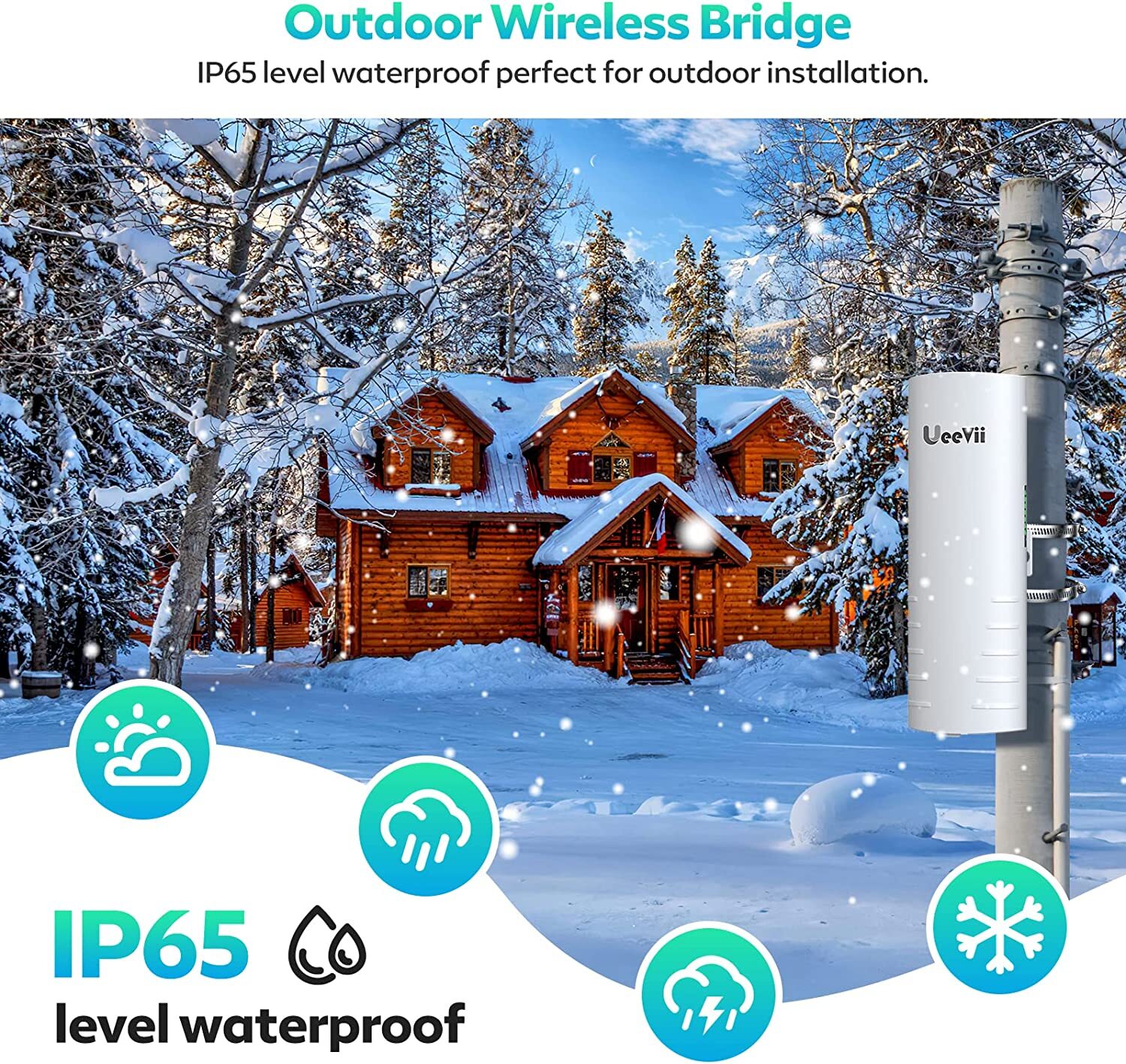 UeeVii 2 Pack Wireless Bridge Point to Point Outdoor WiFi CPE 3000m Long Range