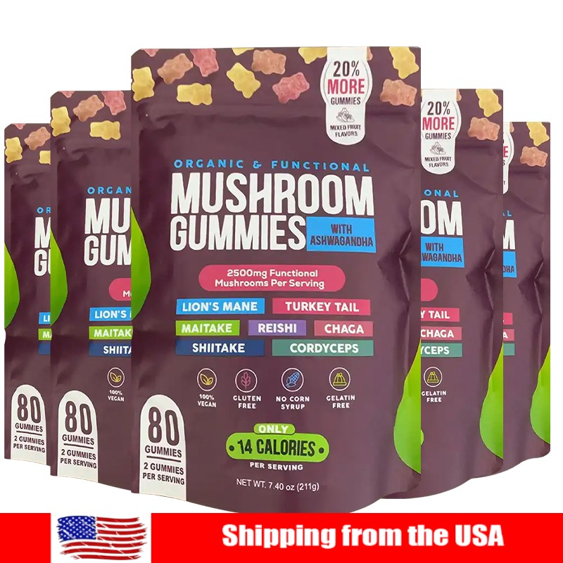 Mushroo Extract Complex Gummies Lions Mane Chaga Reishi Focus Memory Immunity