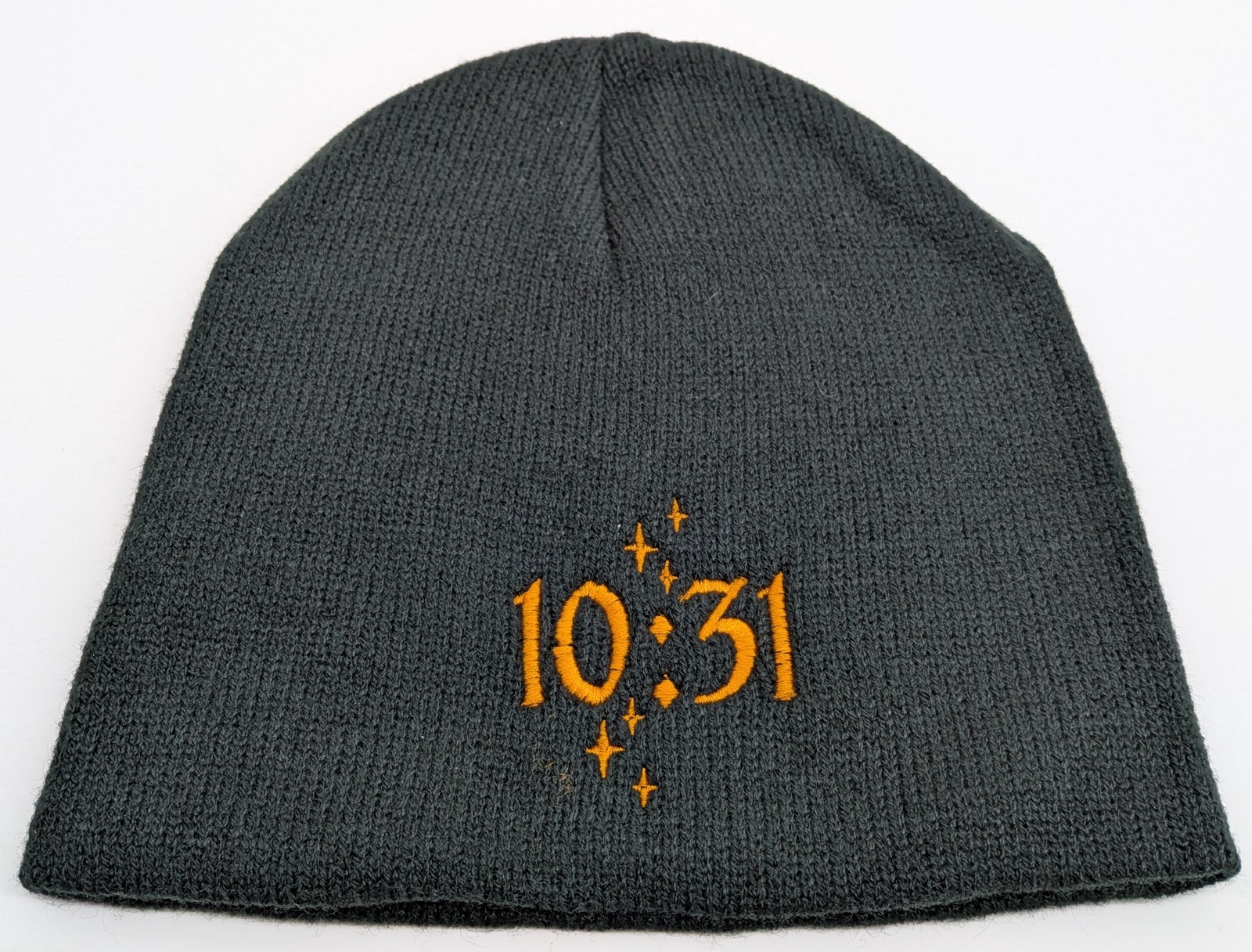 Halloween 10:31 Beanie Hat Dark Gray Orange Embroidered Knit Cap Unisex Adult