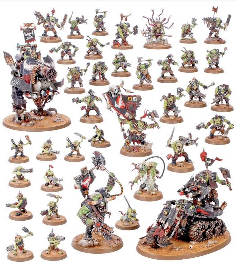 ⚔️WARHAMMER 40K - ORKS HALF - ARMAGEDDON 11TH ED - NOS w cards and ork decals⚔️