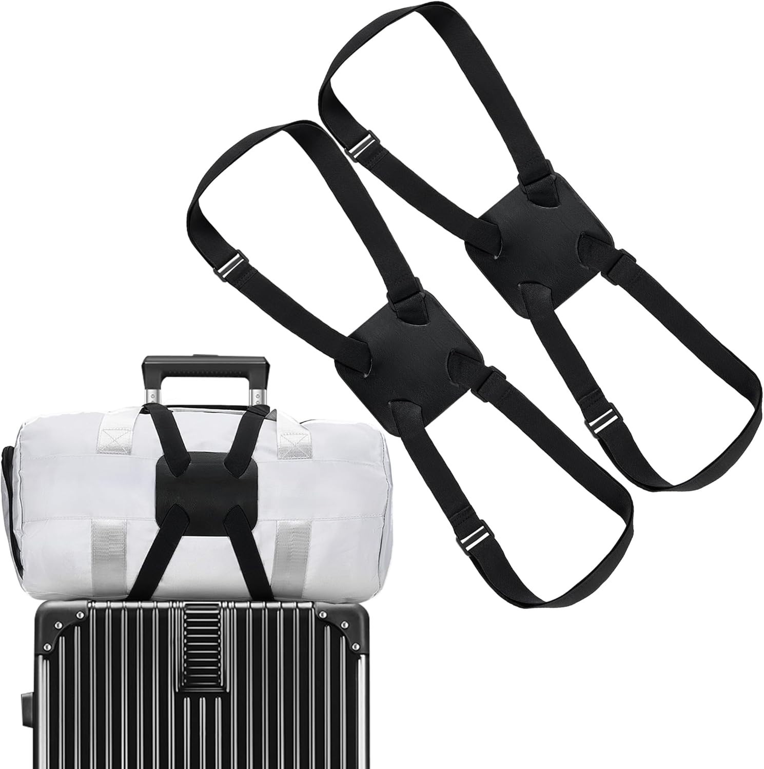 2 Pack Luggage Straps, Ajustable Elastic Bungee Belt for Suitcases, Add Extra Ba