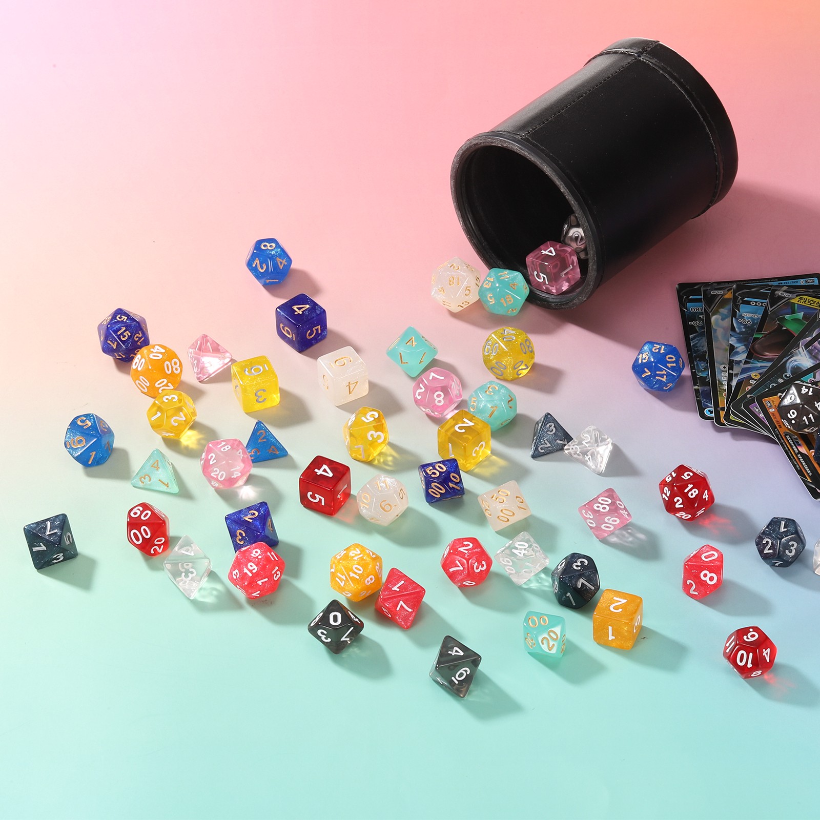 7Pcs Polyhedral Dice for Role Playing Games Transparent Green