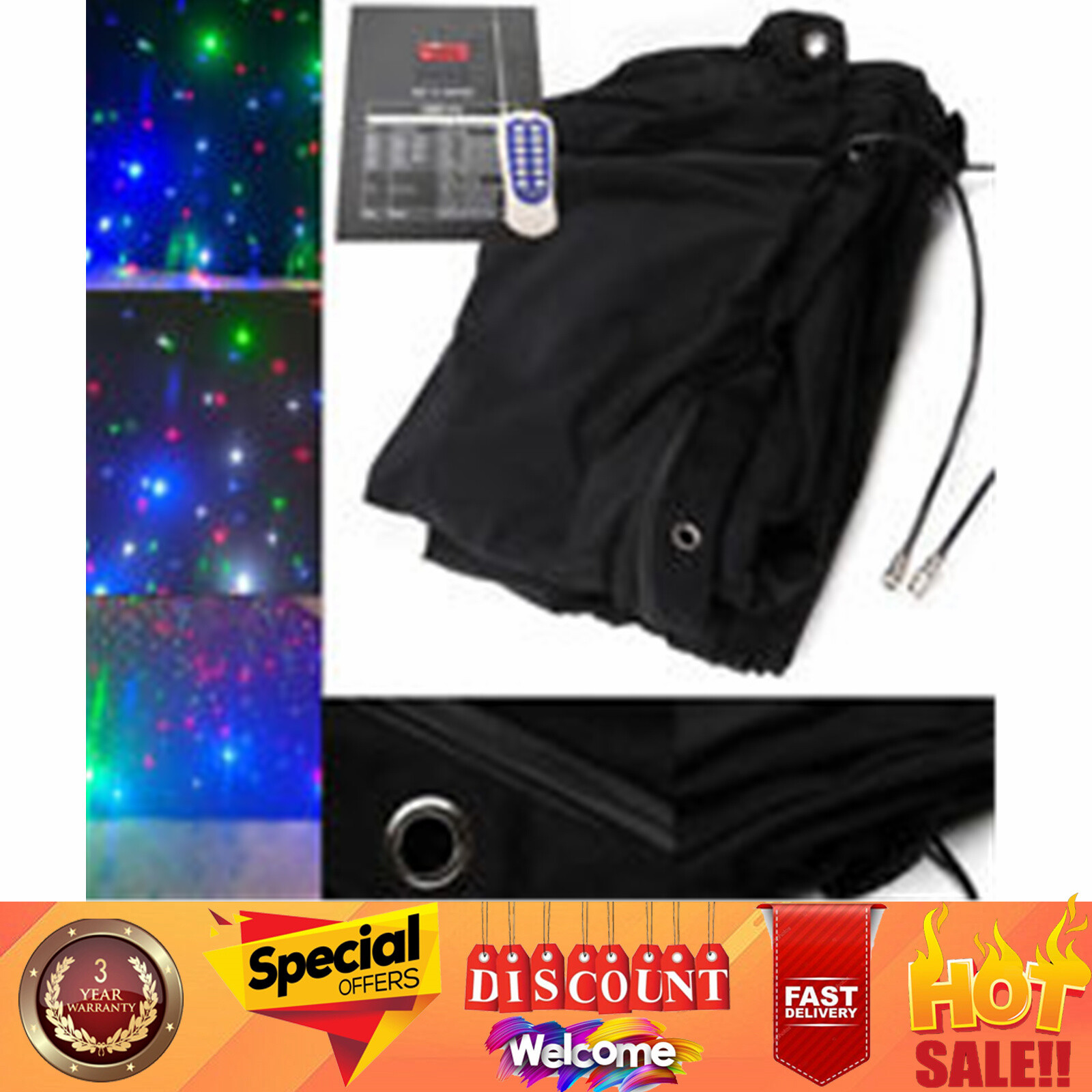 10x6.5ft Stage Star Light Led Backdrop Wedding Party Curtain Retardant Dj Pub