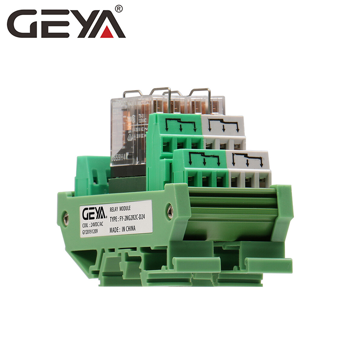 GEYA 2 Channel Omron Relay Module 2NO2NC DPDT PLC Relay Interface AC/DC 12/24V