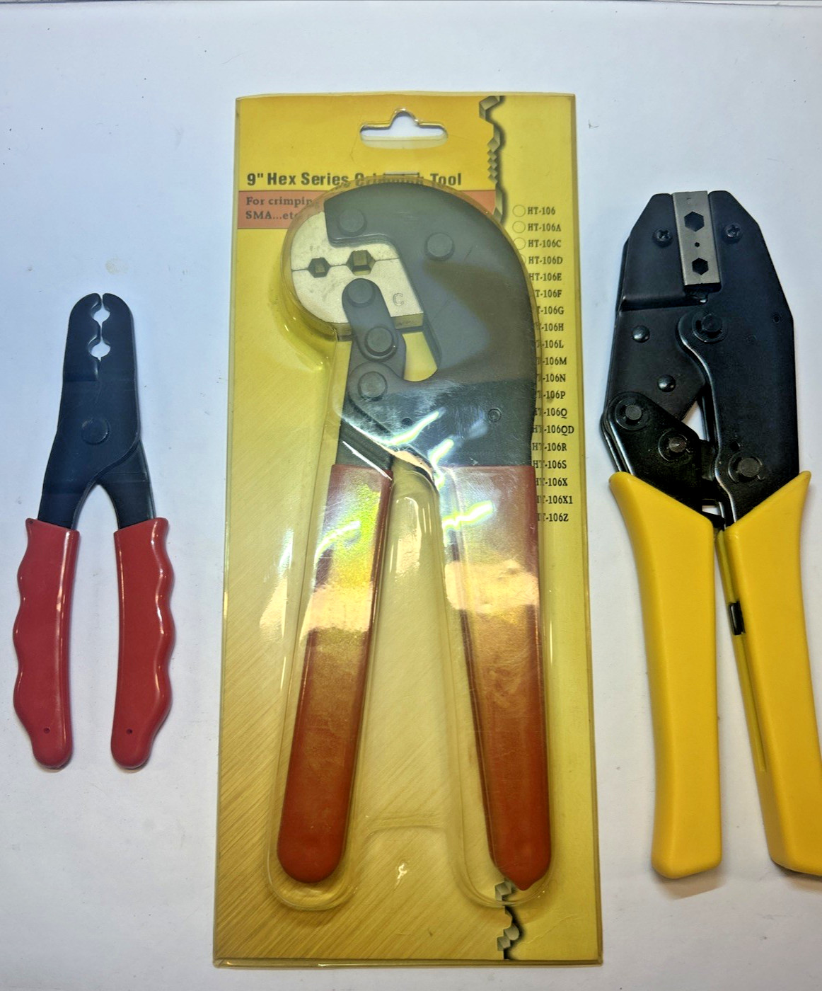 Lot Crimping Tool - NOS 9" HEX Series Crimping Tool & NOB HEX Yellow, Red Round
