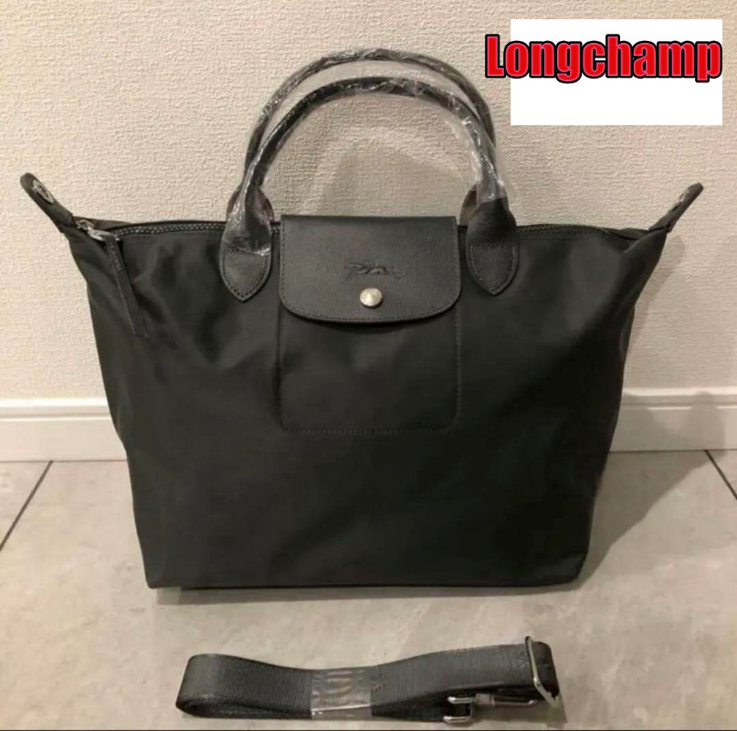Longchamp Le Pliage 2-way tote Black Nylon New From Japan