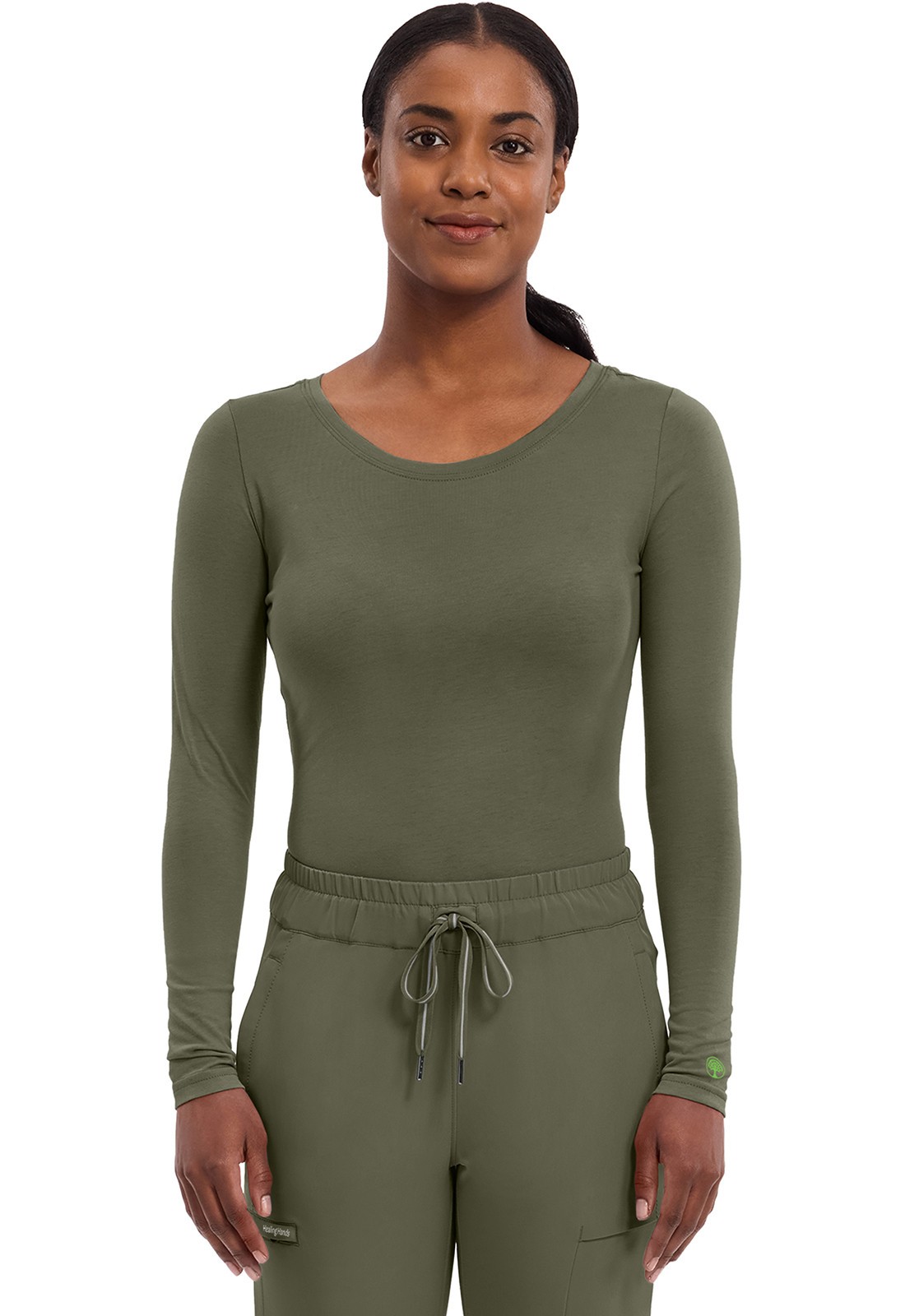 Scrubs Women's Healing Hands Knits 5047 Melissa Scrub Top Olive OLVN NWT