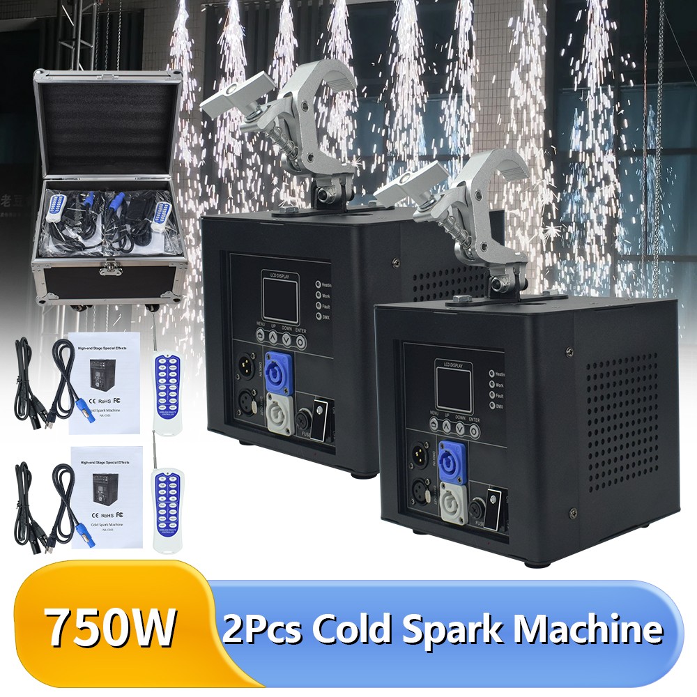 2PCS 800W Suspended Waterfall Cold Spark Machine Fireworks with Flight Case