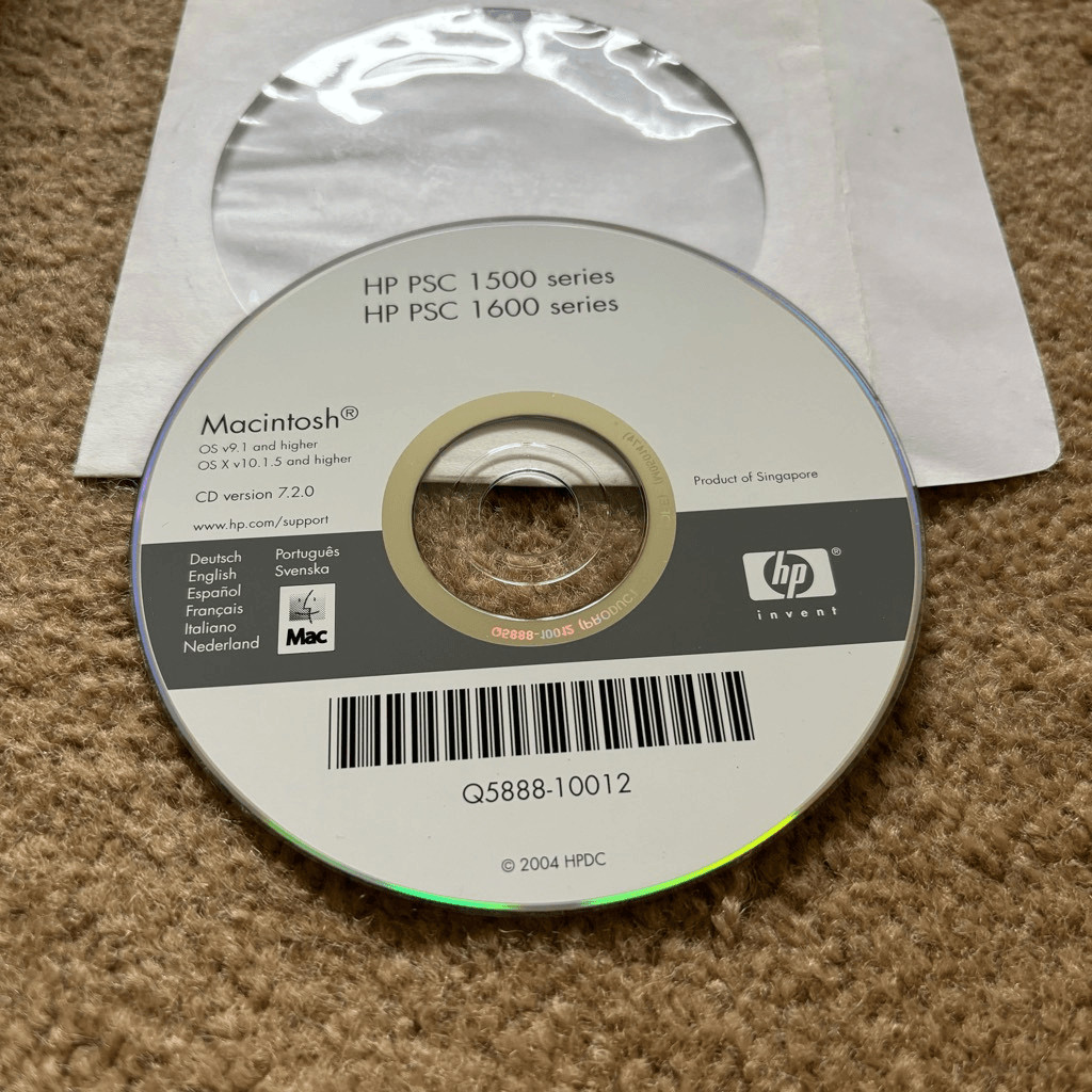 HP PSC 1500/1600 Macintosh Series Driver Disc Version 7.2 Q5888-10012