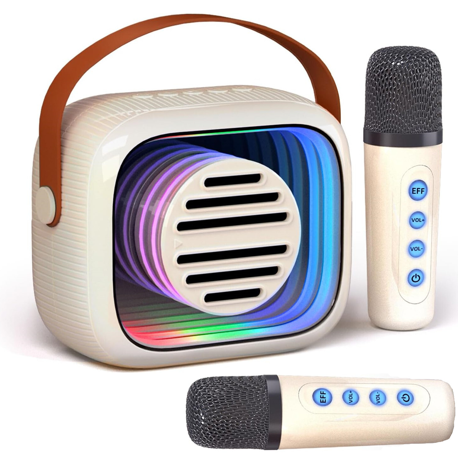 Mini Wireless Karaoke Machine for Kids Bluetooth Speaker with 2 Mic Party Box