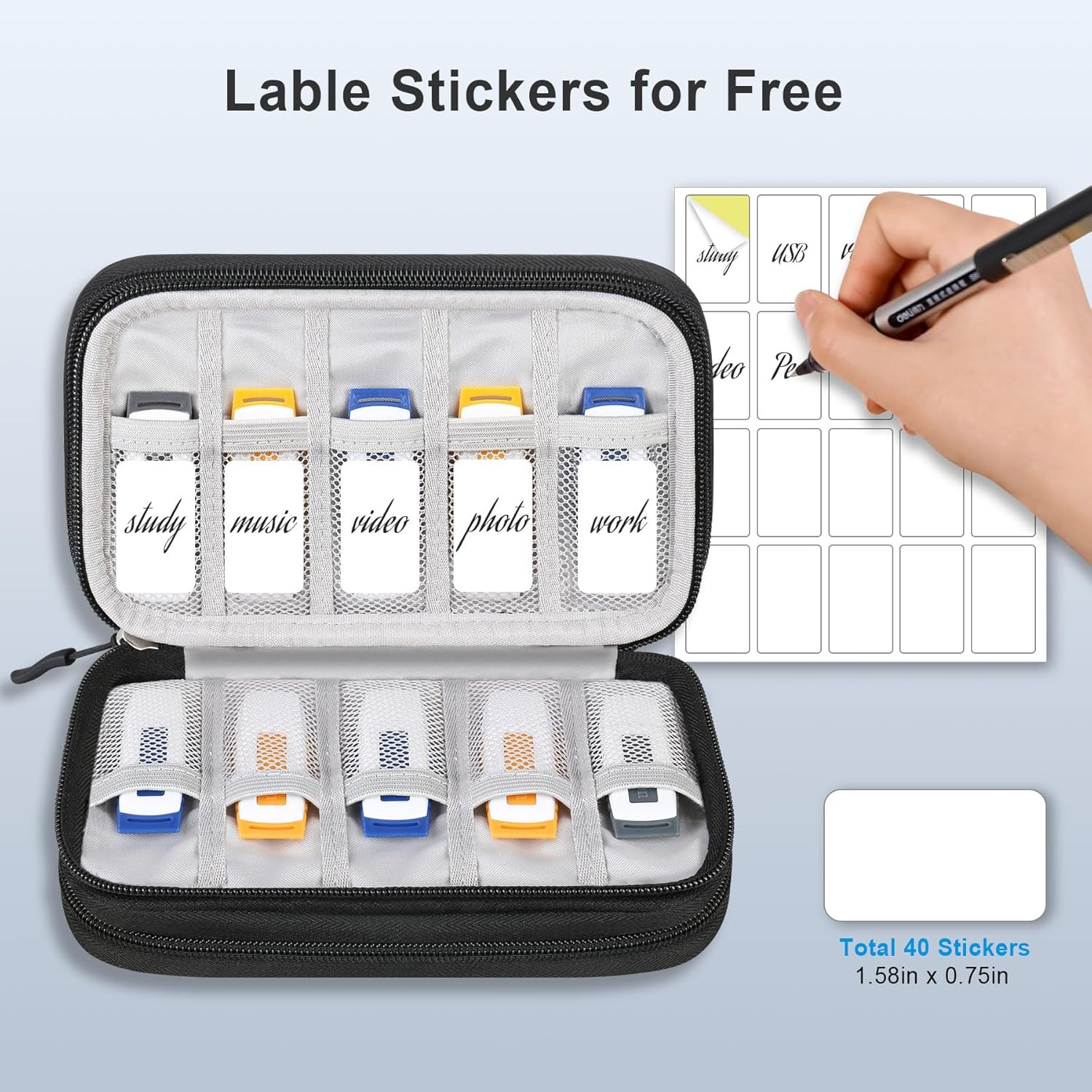 USB Flash Drive Case with Labels, USB Case Organizer Thumb Drive Holder Portable
