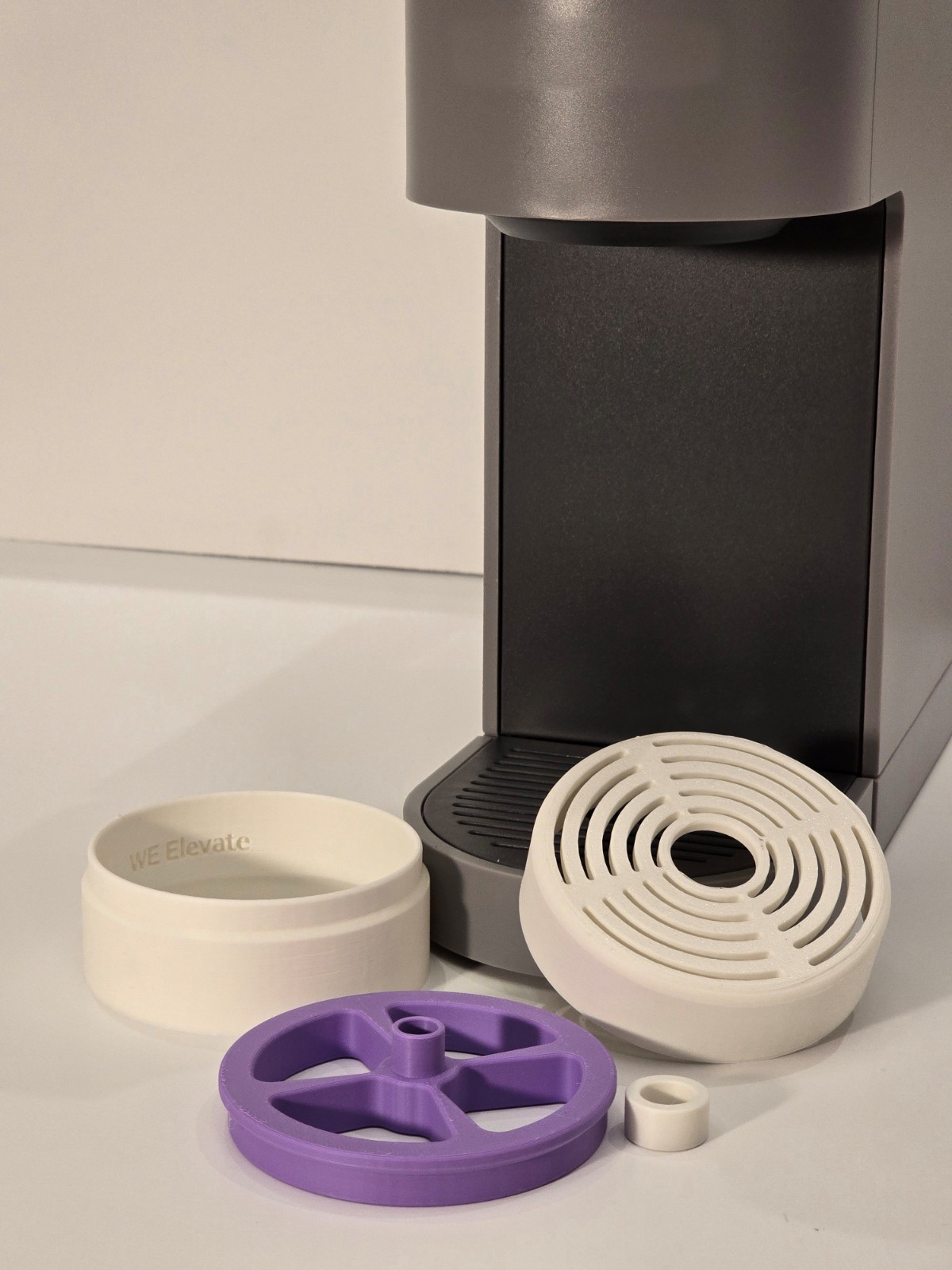 Anti-Splash Adjustable Cup Stand Accessory for Keurig Coffee Makers White/Lilac