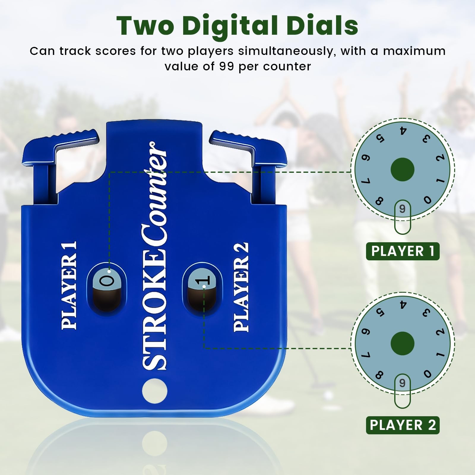 4 Pcs Golf Stroke Counters, Portable Golf Score Counter, 2-Player Score Count...