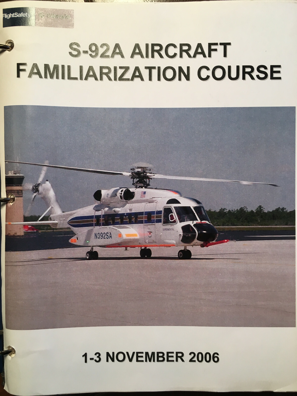 Sikorsky S-92A Pilot Training & Familiarization Manual
