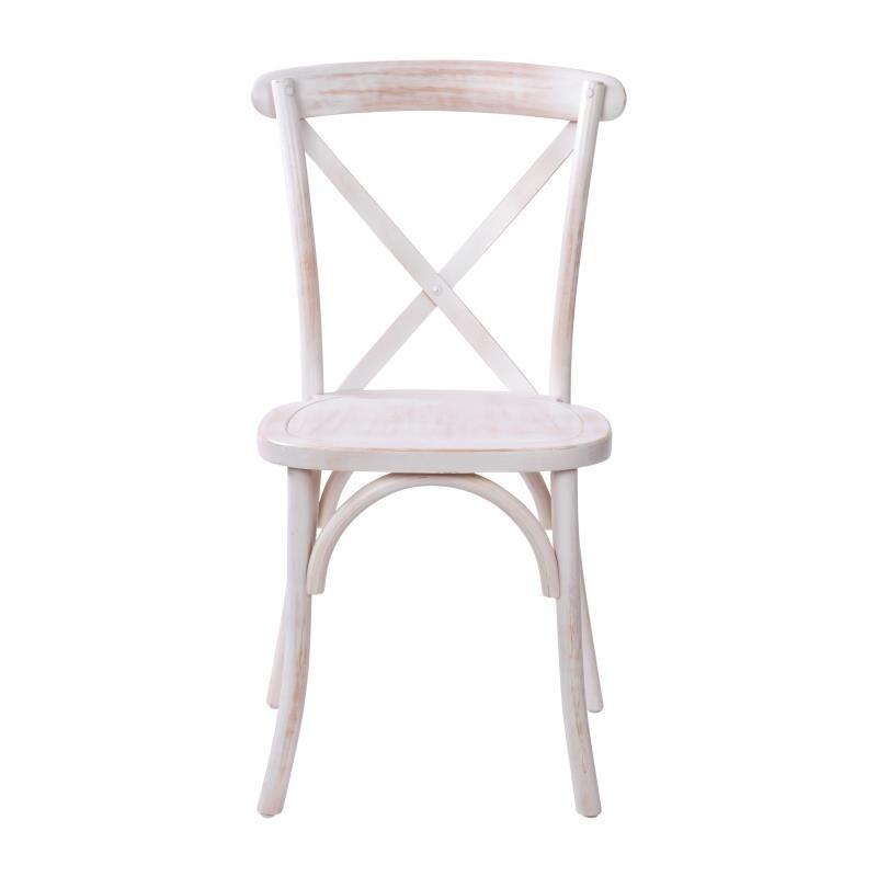 10 PACK Cross Back Lime Wash Wood Restaurant Dining Chair - FREE SEAT CUSHIONS