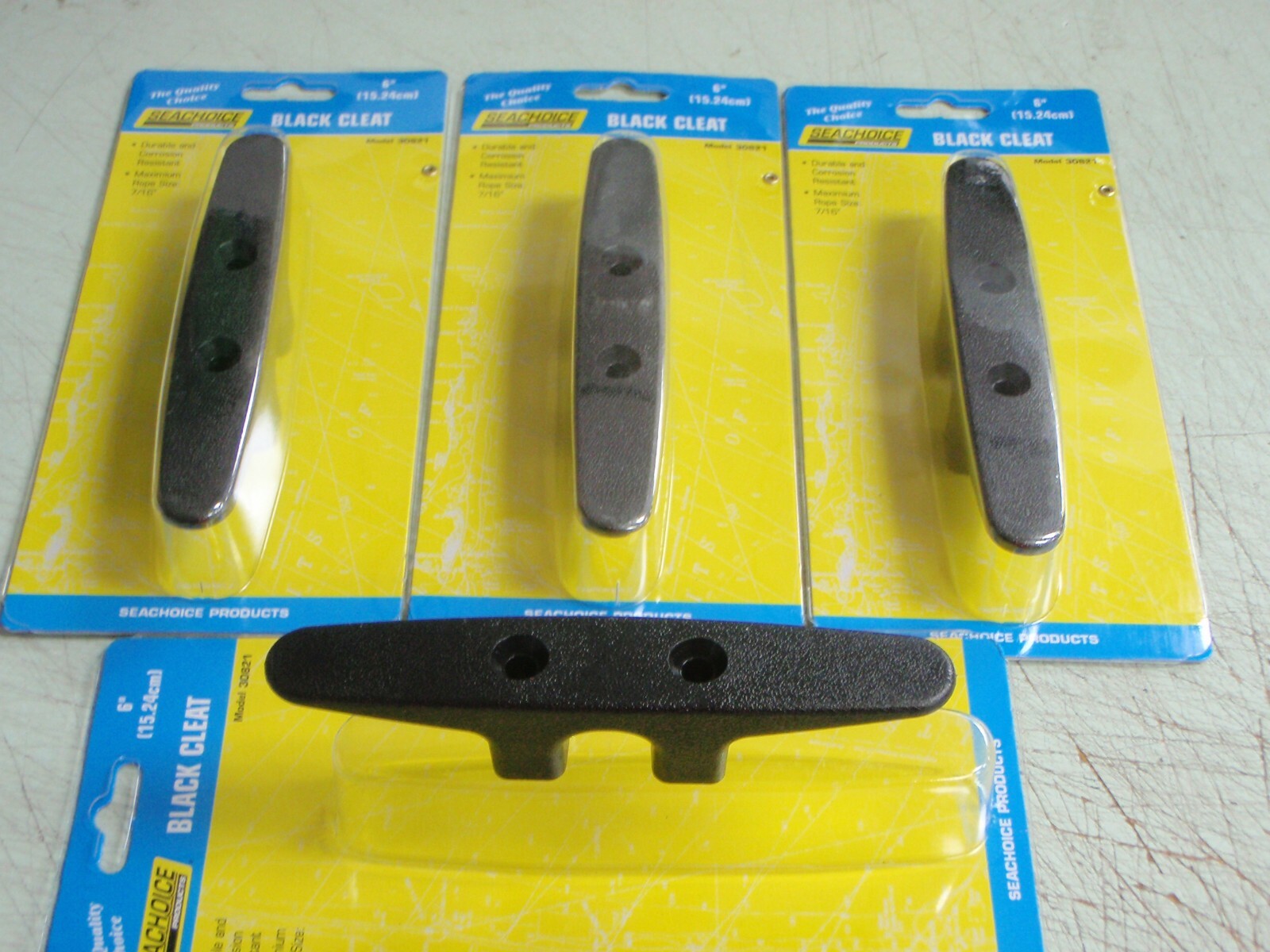 cleat black plastic size 6 inch" line size up to 7/16" set of 4 30821 boat dock