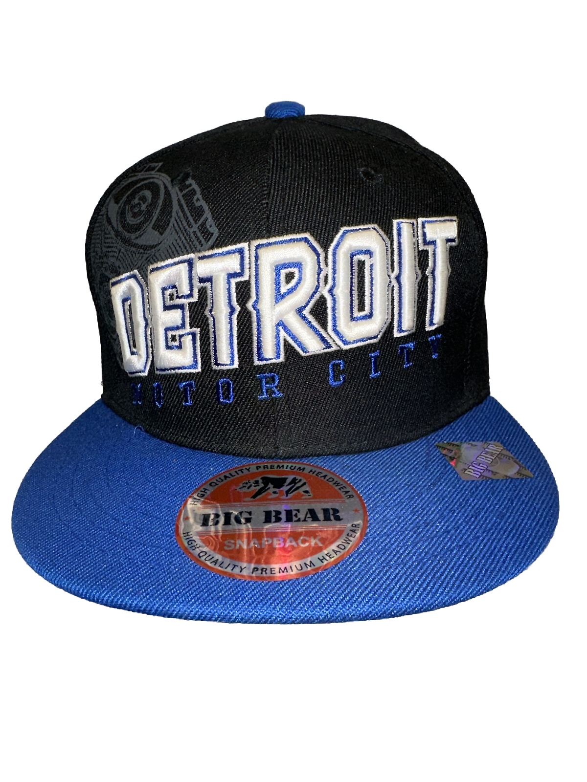 Detroit Motor City Royal Blue Hat Cap Big Bear Brand Snapback Pristine