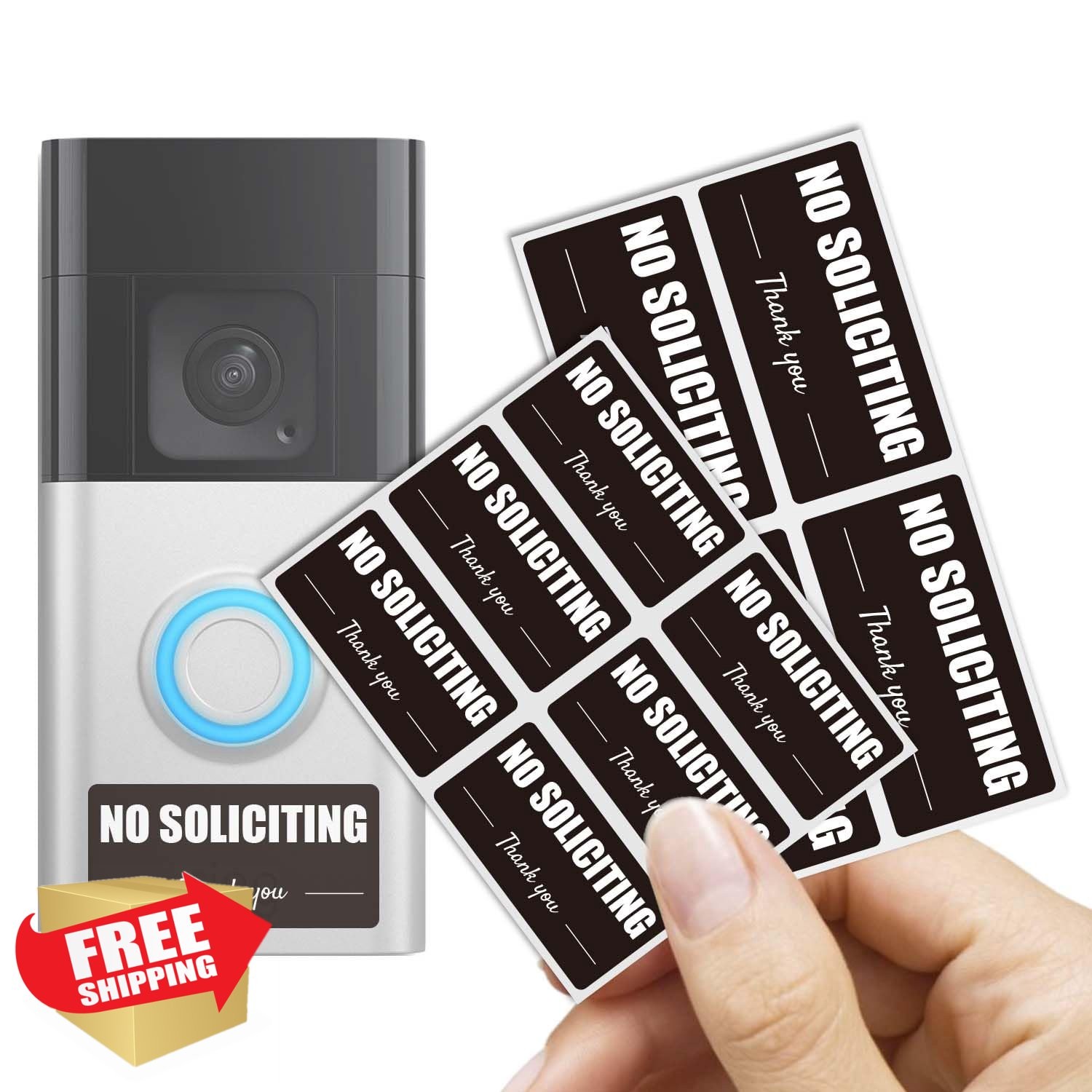 Cyanbone Small No Soliciting Sign Front Door Weatherproof Sticker 2 Sizes