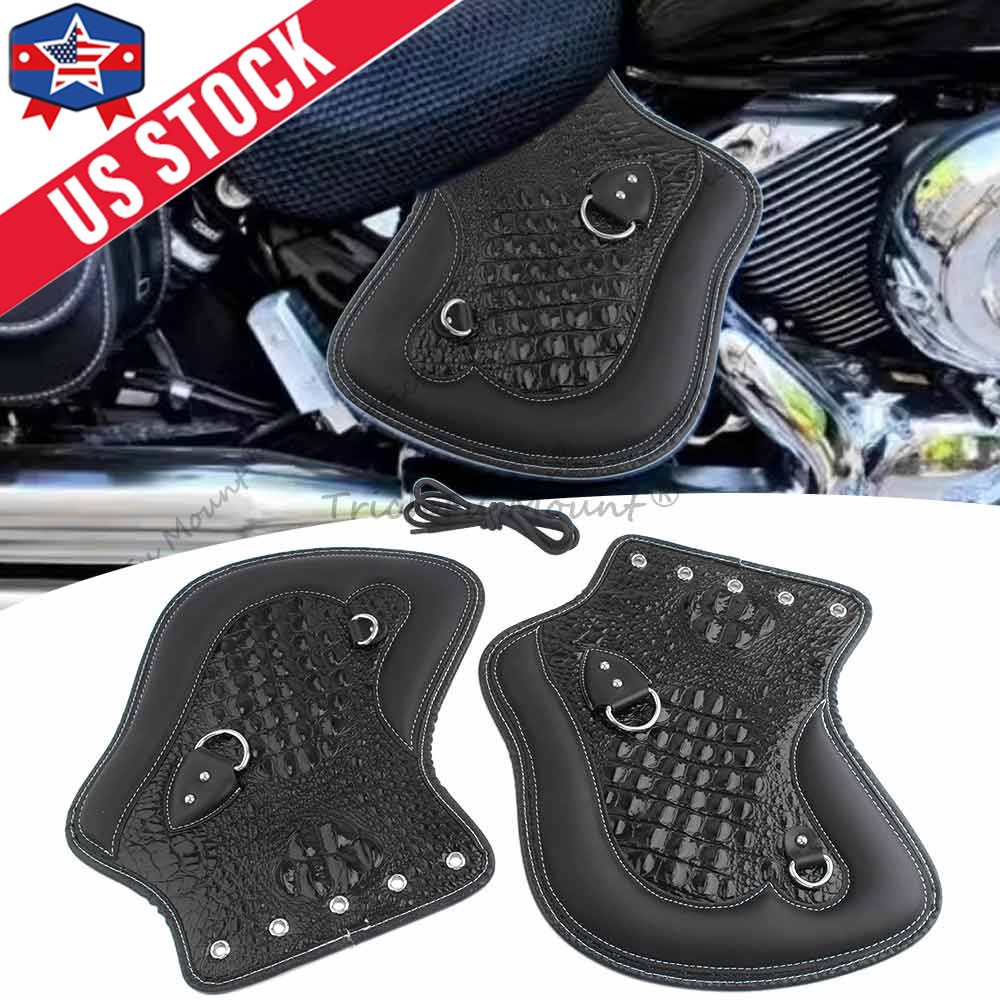 Side Saddle Leather Heat Shield Deflectors Fit For Harley Road Street Glide Dyna